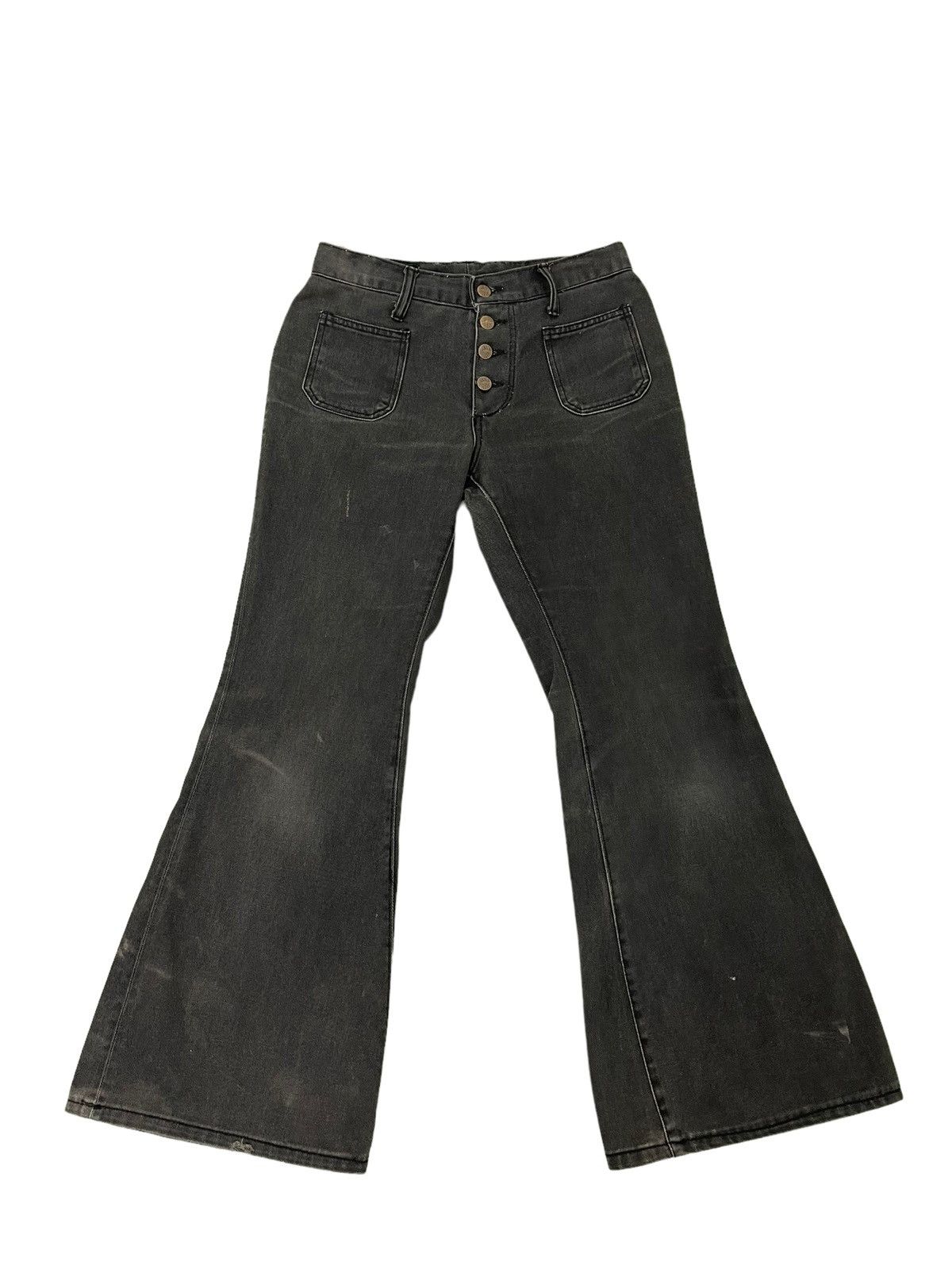 Japanese Brand Flare Jeans Vtg Blue Way Japan Faded Denim Bell Bottom 5🟦1 Size US 29 - 2 Thumbnail