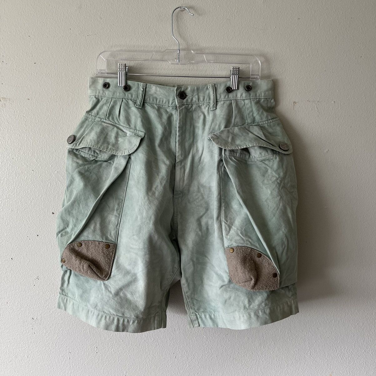 Pre-owned Kapital Large Cargo Pocket Shorts In Light Green