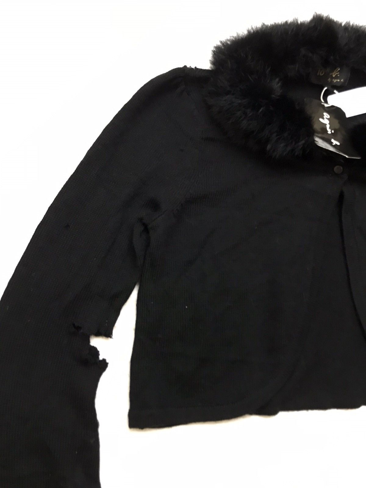 Japanese Brand × agnes b. Japanesebrand Distressed Agnes B Neck Fur cropped Cardigan Size S / US 4 / IT 40 - 3 Thumbnail