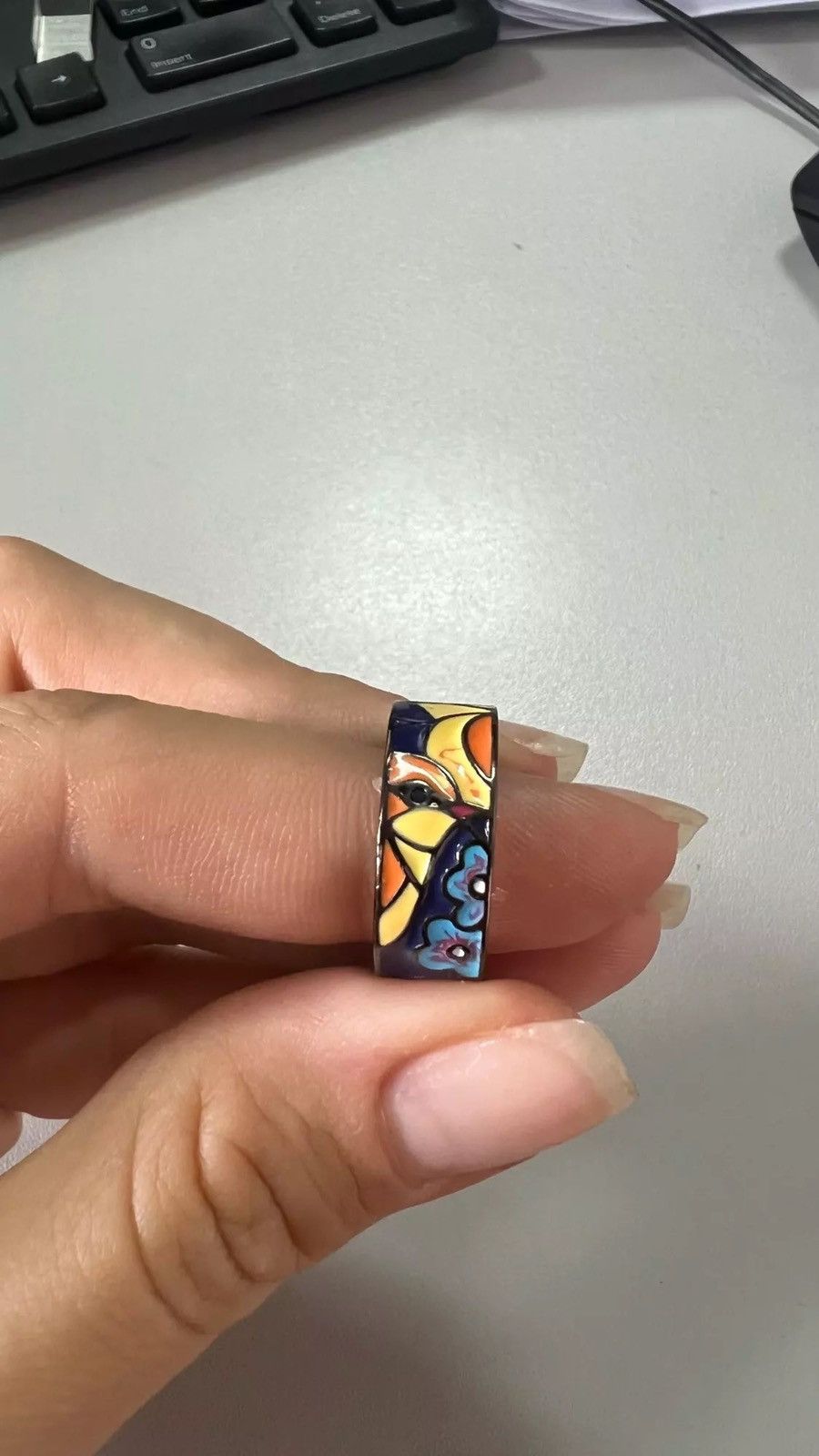Jewelry Creative Handmade Spinel Bird Flower Enamel Ring Size ONE SIZE - 3 Thumbnail
