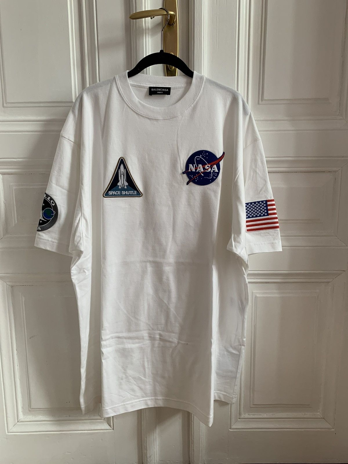 Balenciaga WHITE NASA T-Shirt Size US M / EU 48-50 / 2 - 1 Thumbnail