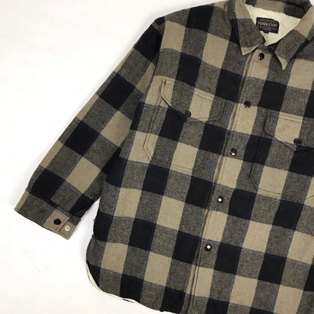 Pendleton × Vintage Vintage Fleece Pendleton Shadow Plaid Button Up Shirt Size US XL / EU 56 / 4 - 2 Thumbnail