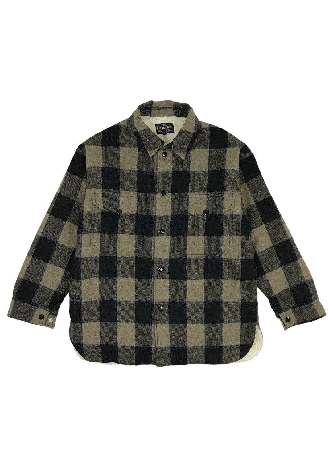 Vintage Fleece Pendleton Shadow Plaid Button Up Shirt