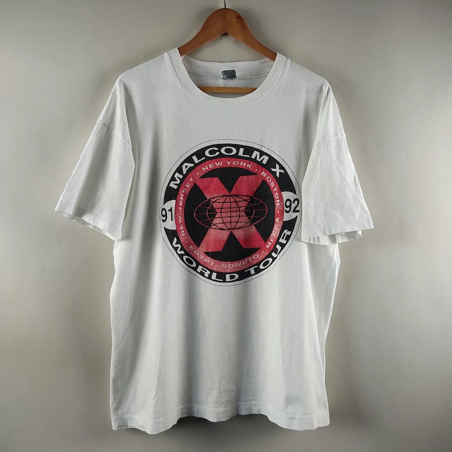 image of 1992 Malcolm X World Tour Spike Lee 40 Acres And A Mule in White, Men's (Size XL)