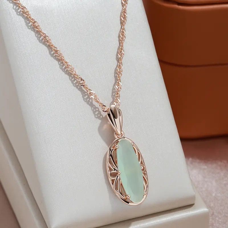 Jewelry Unique Cut Mist Green Zircon Pendant Necklaces Size ONE SIZE - 2 Thumbnail