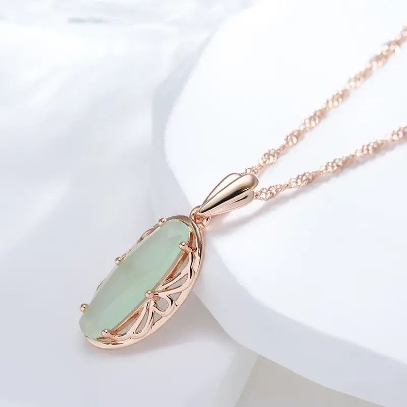 Jewelry Unique Cut Mist Green Zircon Pendant Necklaces Size ONE SIZE - 4 Thumbnail