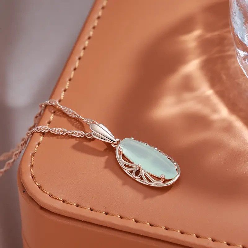 Jewelry Unique Cut Mist Green Zircon Pendant Necklaces Size ONE SIZE - 3 Thumbnail