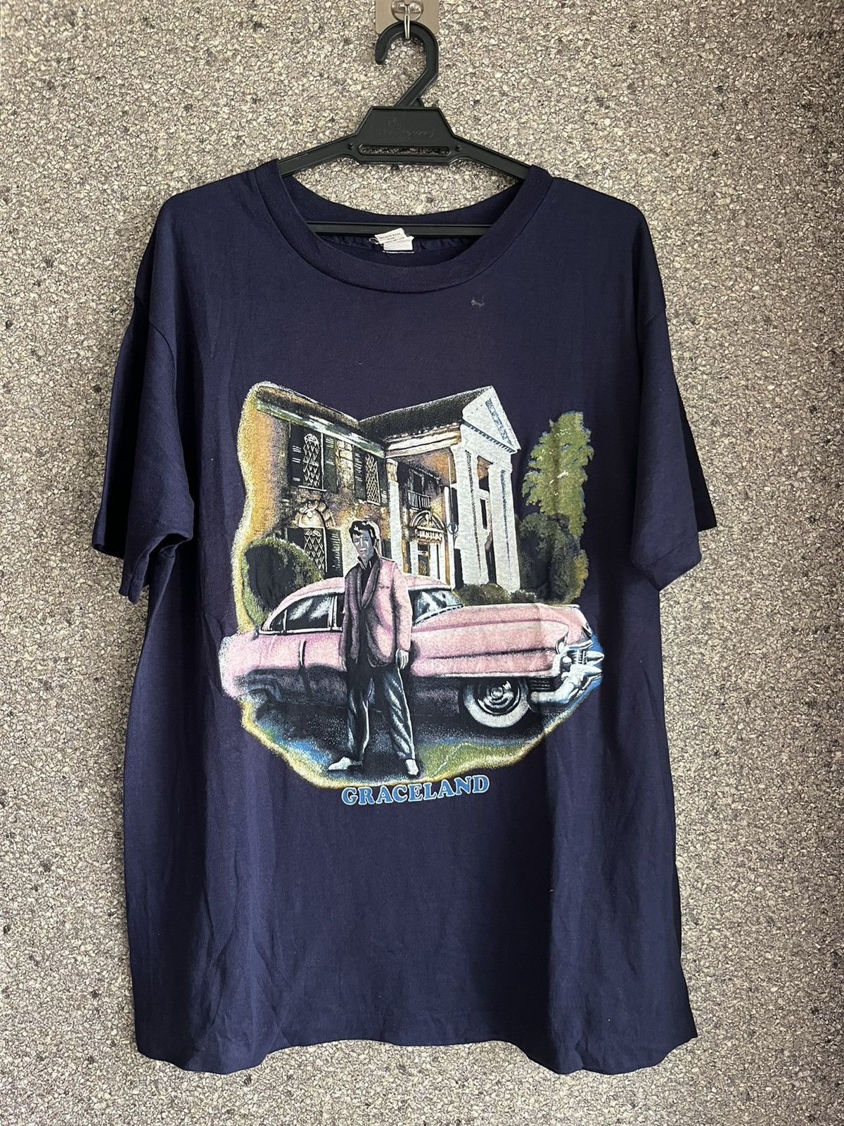 image of Vintage Elvis Presley Graceland Ft23 in Navy, Men's (Size XL)