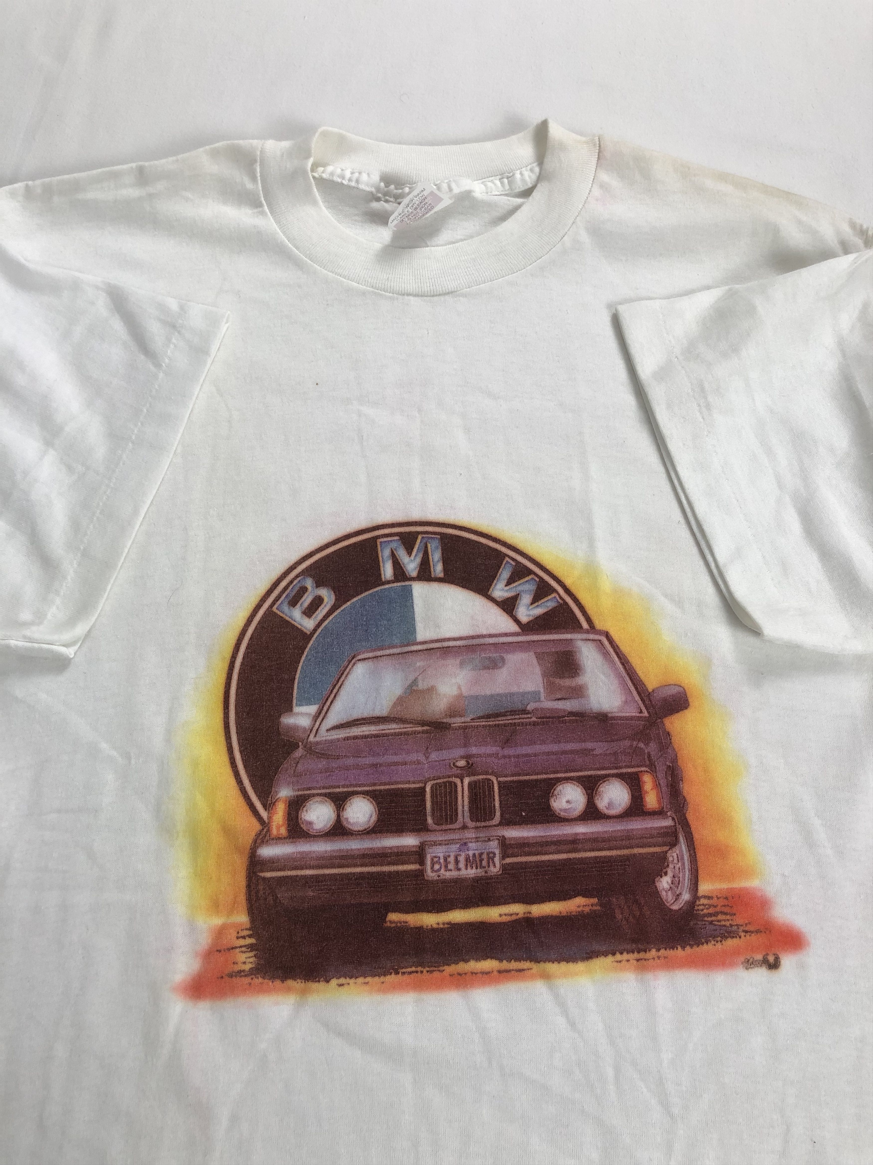 BMW Vintage 80s BMW E21 Beemer Promo t-shirt (Mercedes Benz) Size US L / EU 52-54 / 3 - 7 Thumbnail