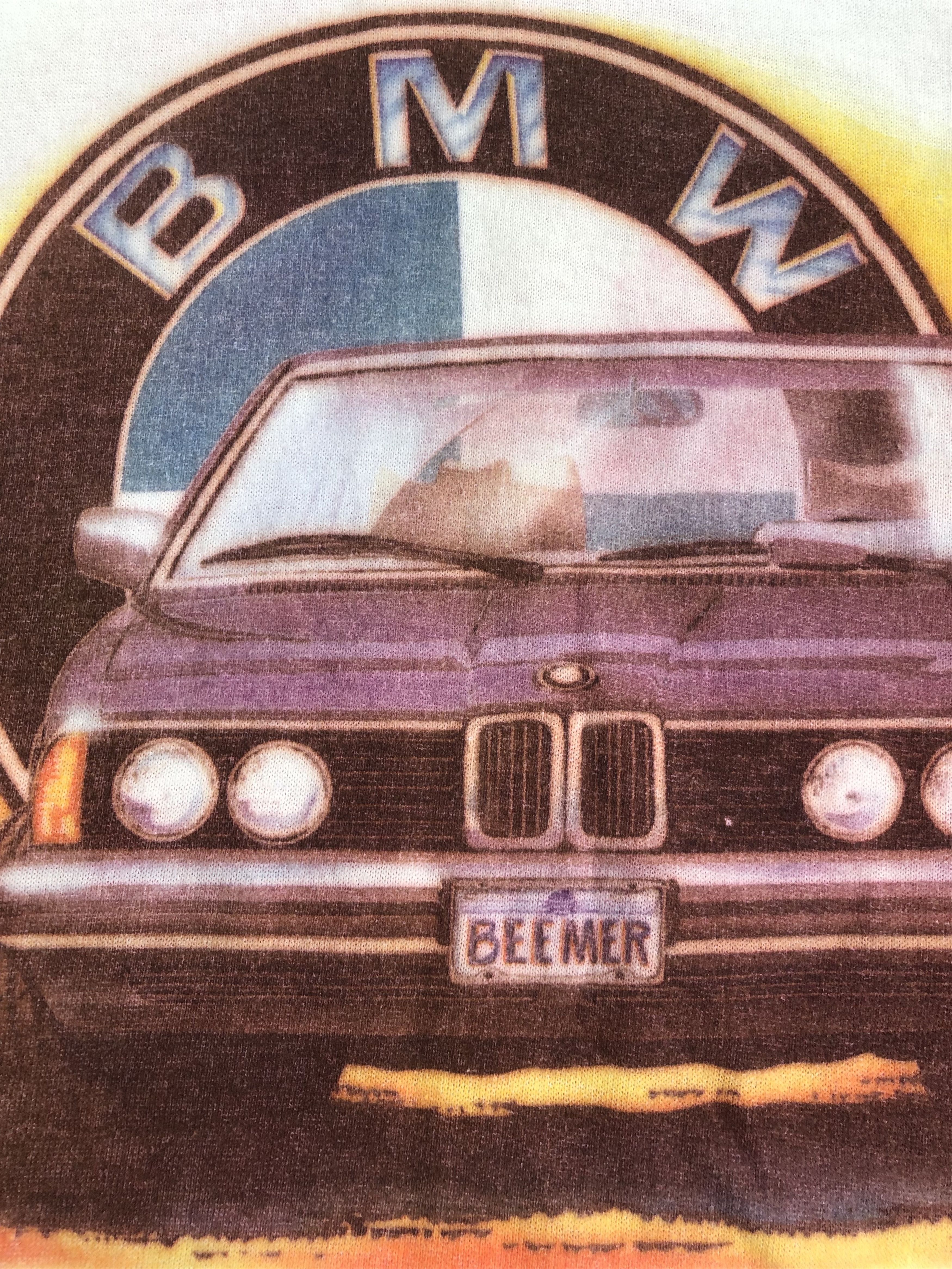 BMW Vintage 80s BMW E21 Beemer Promo t-shirt (Mercedes Benz) Size US L / EU 52-54 / 3 - 5 Thumbnail