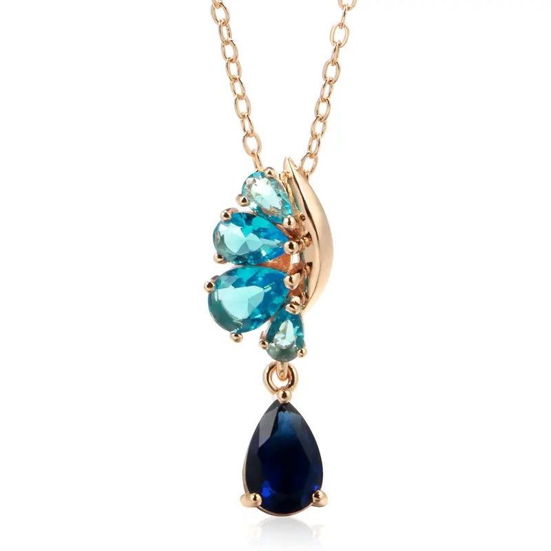 Jewelry Unique Blue Natural Zircon Pendant Necklaces Size ONE SIZE - 1 Thumbnail