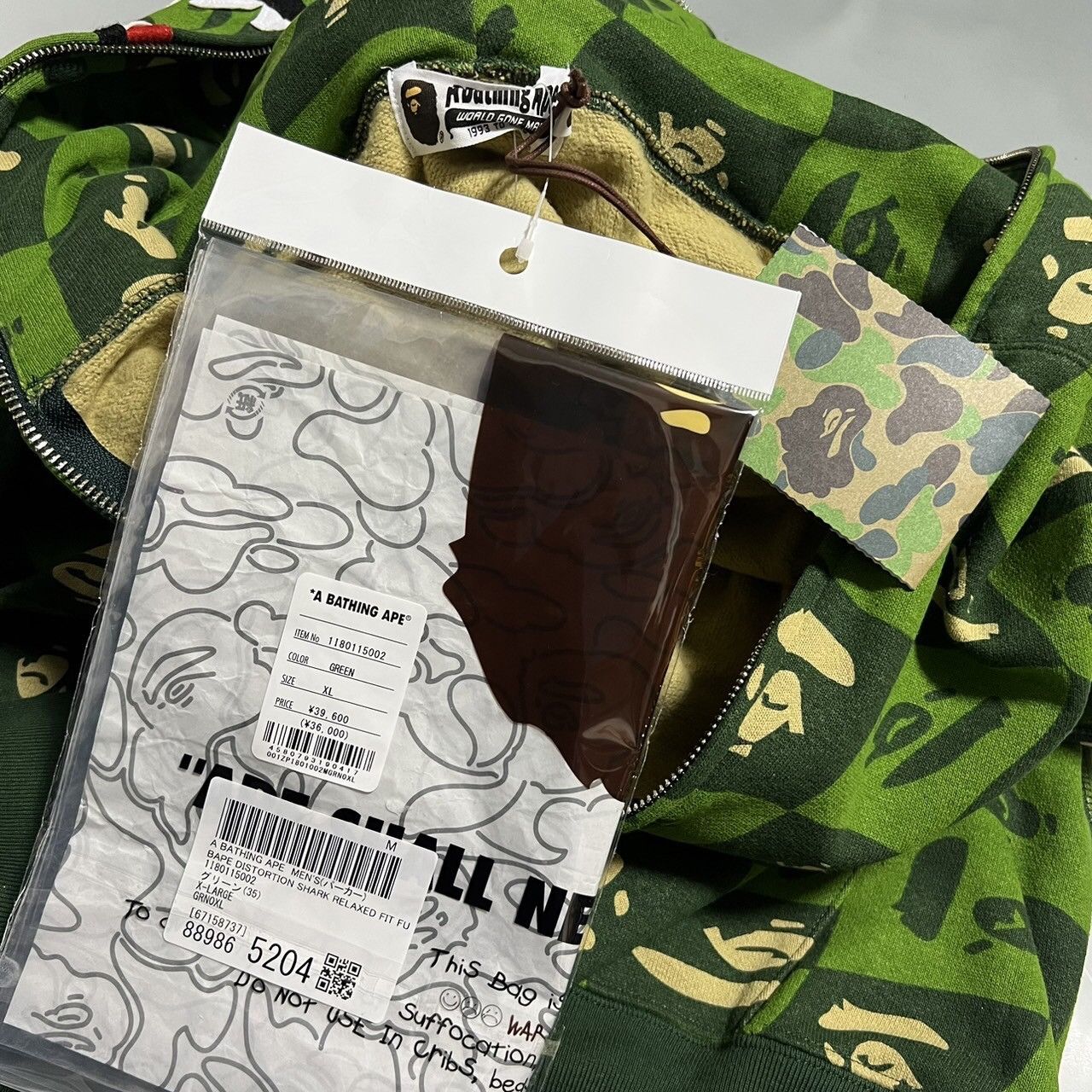 Bape Distortion Shark Relaxed Fit Full Zip Hoodie Size US XL / EU 56 / 4 - 6 Thumbnail