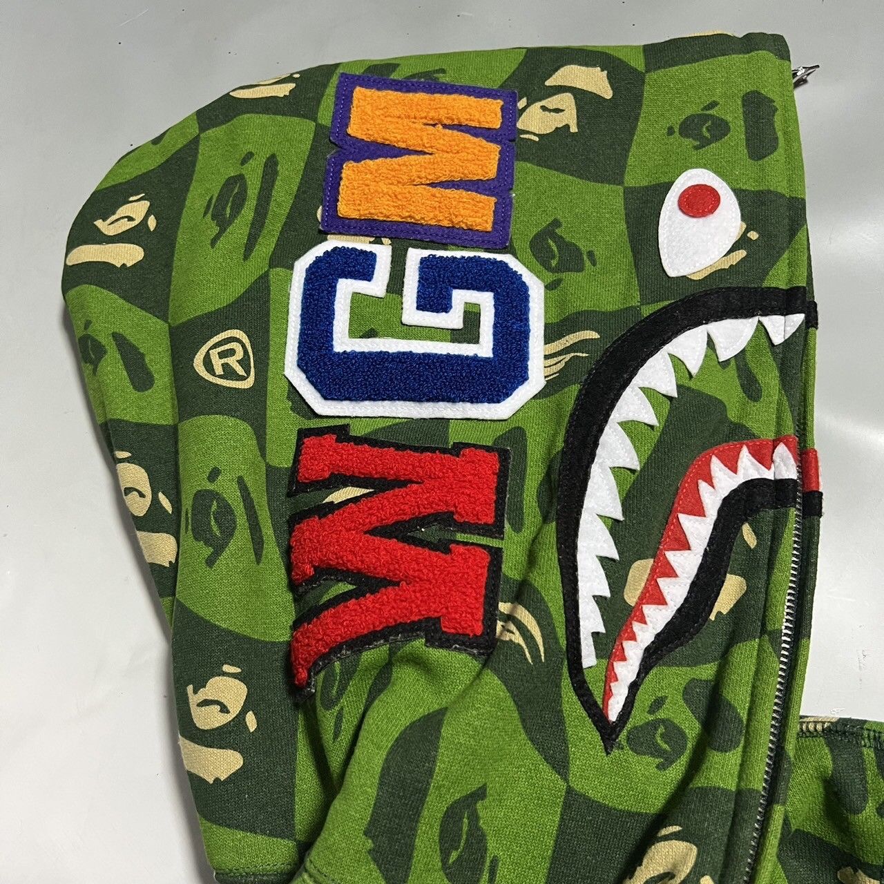 Bape Distortion Shark Relaxed Fit Full Zip Hoodie Size US XL / EU 56 / 4 - 3 Thumbnail