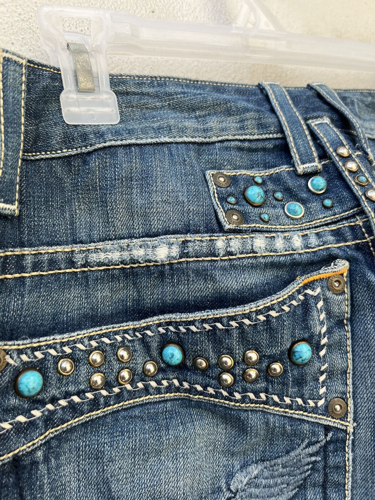 Robins Jeans Vintage ROBINS JEAN Usa Distress Denim Navajo Flare Jeans Size US 31 - 19 Thumbnail