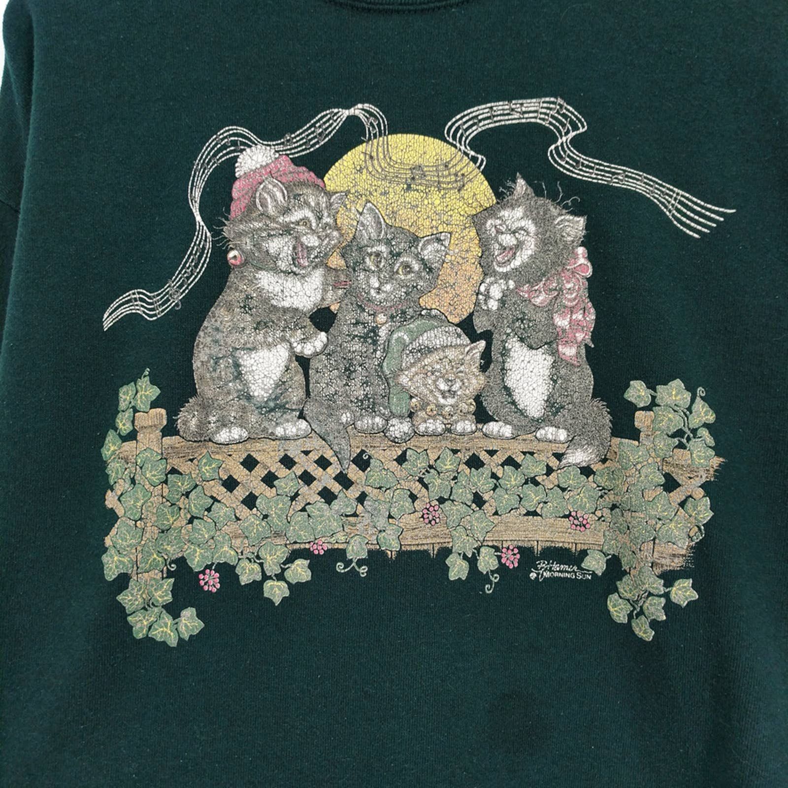 Vintage Vintage Morning Sun Cats Kittens Fleece Crewneck Sweatshirt Size US L / EU 52-54 / 3 - 2 Thumbnail