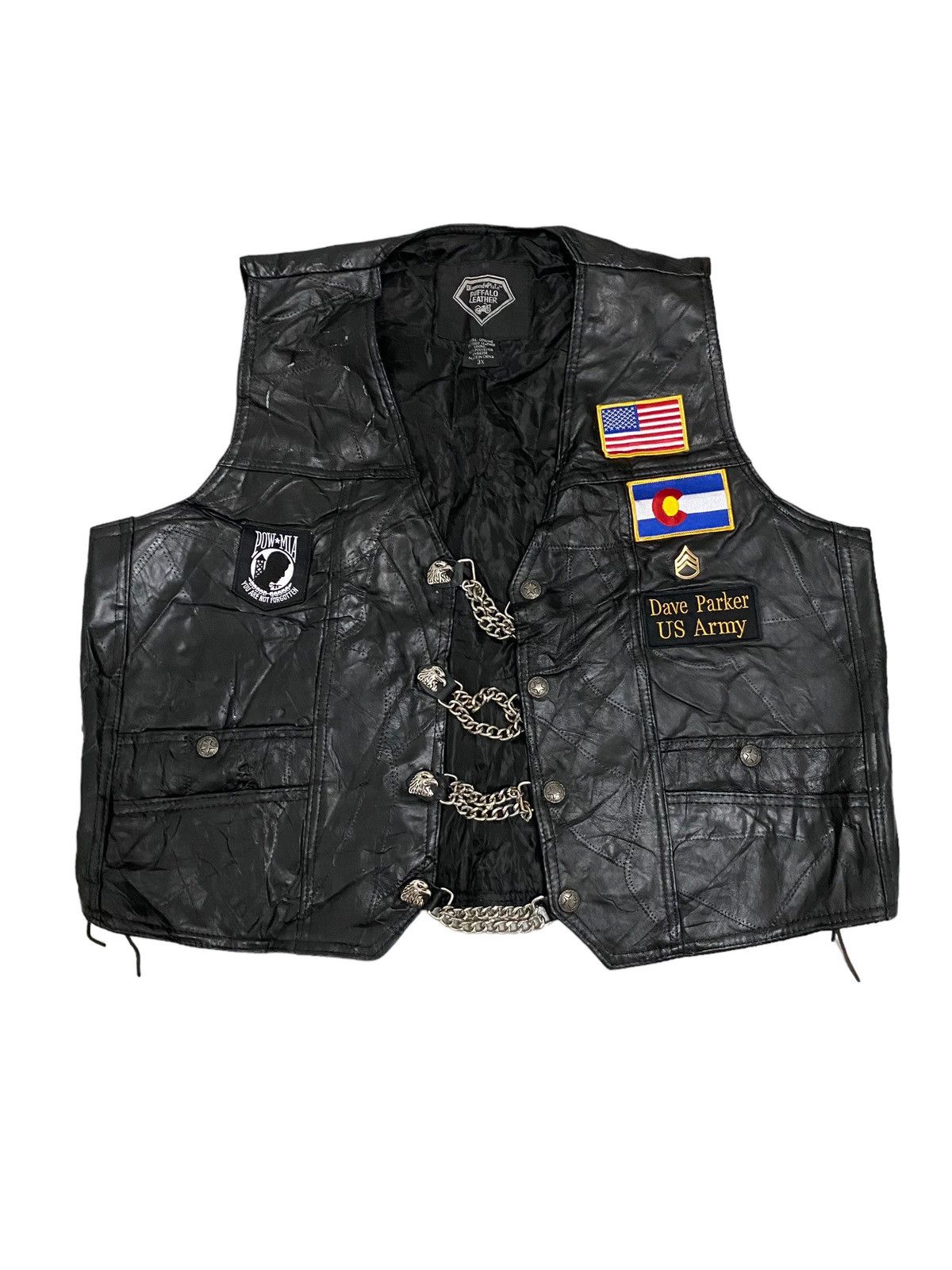 Vintage Offer‼️Vintage Diamond Plate Rock Style Buffalo Leather Vest Size US XXL / EU 58 / 5 - 1 Thumbnail