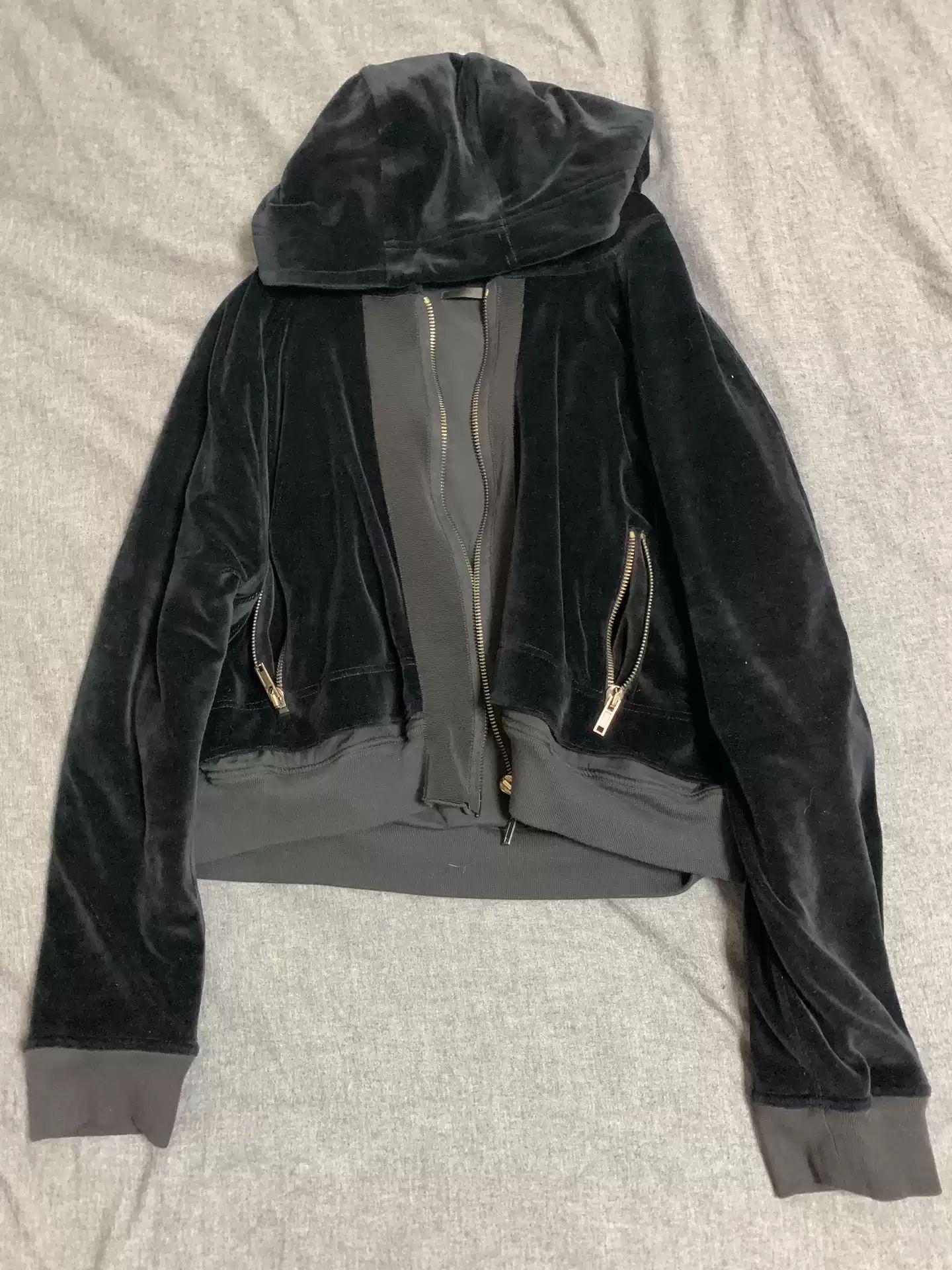 Pre-owned Haider Ackermann 15aw Zip Velvet Hoodie Size 34 In Black