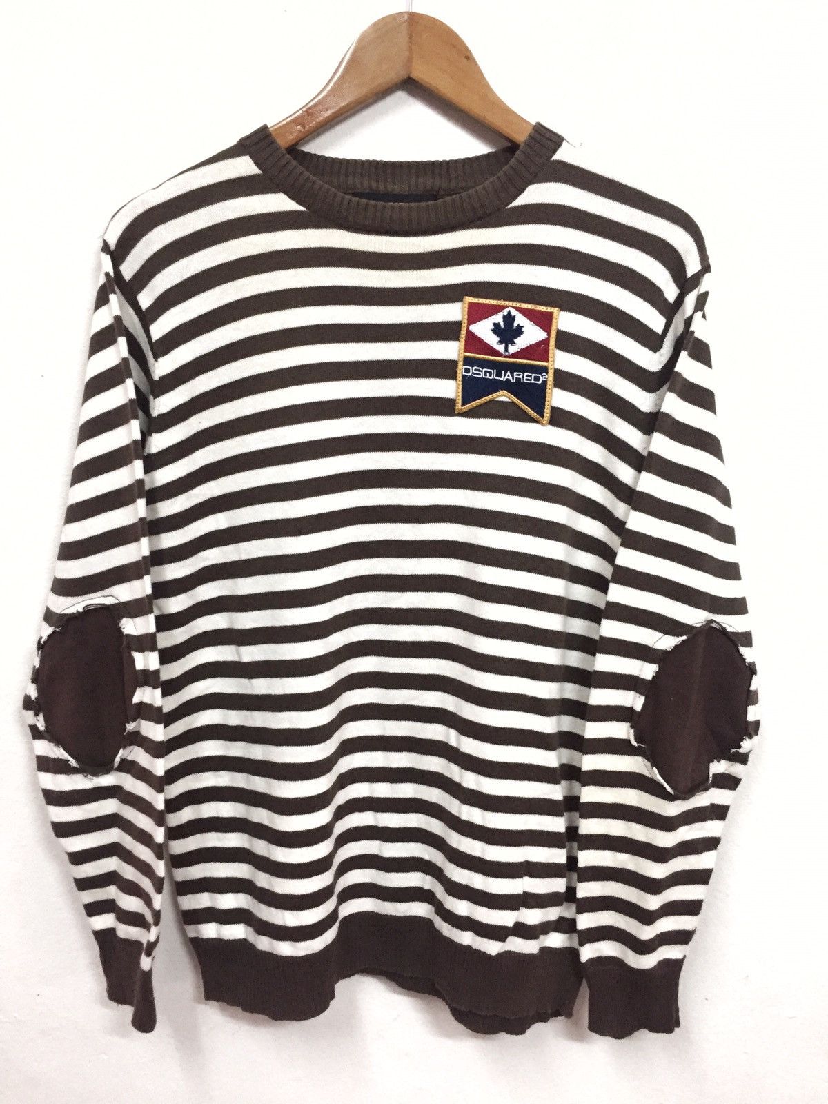 OG Dsquared2 🇮🇹 Horizontal Striped Padded Arm Pullover