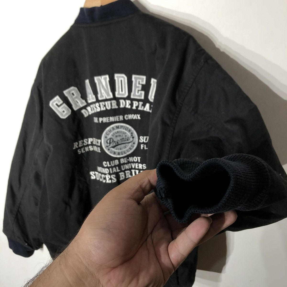 Japanese Brand Varsity Jacket GRANDEUR Embroidered Big Logo Kanye Style Size US L / EU 52-54 / 3 - 10 Thumbnail