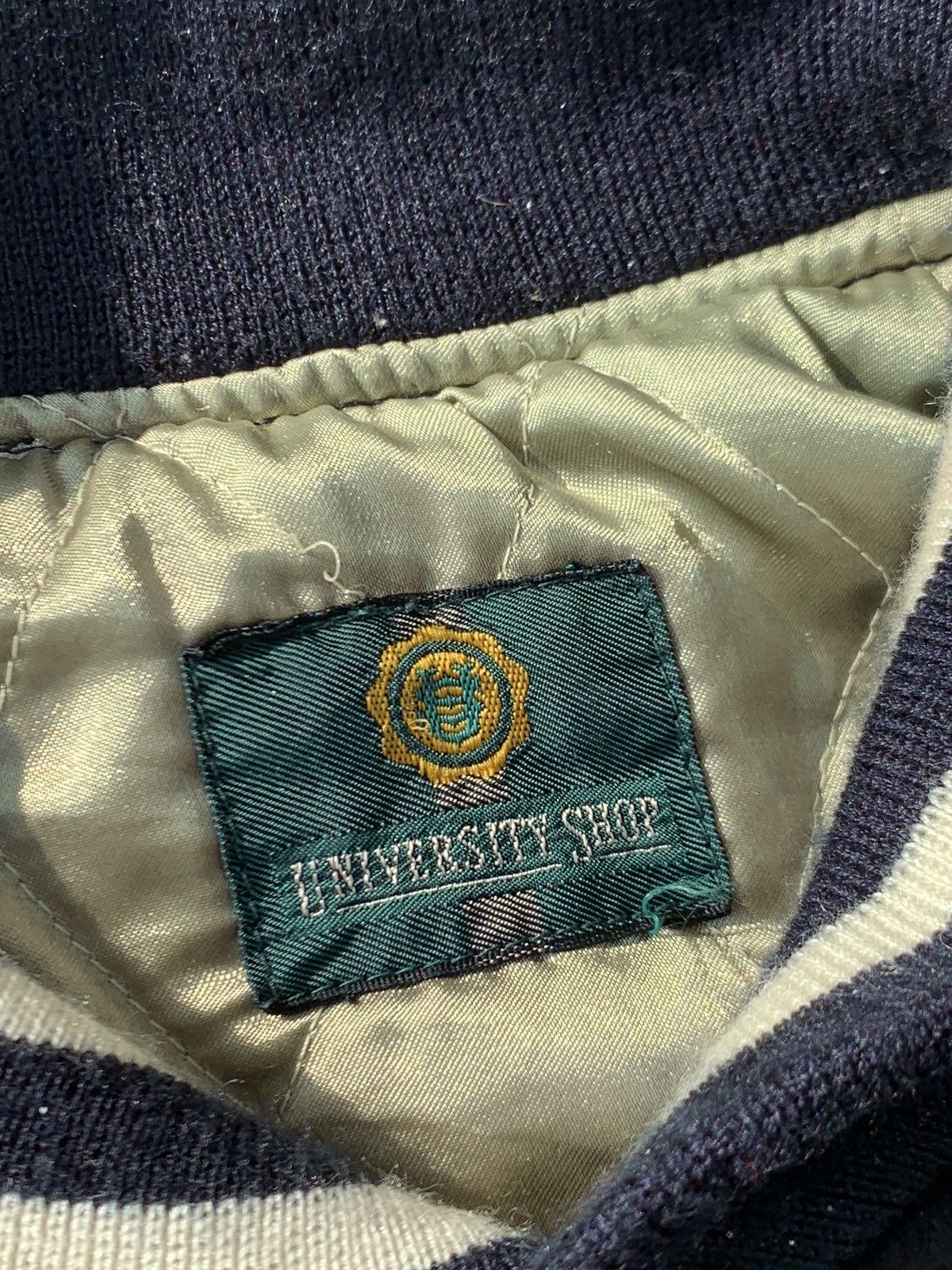 Vintage Vintage University Shop Embroidered Varsity Leather Jacket Size US M / EU 48-50 / 2 - 7 Thumbnail