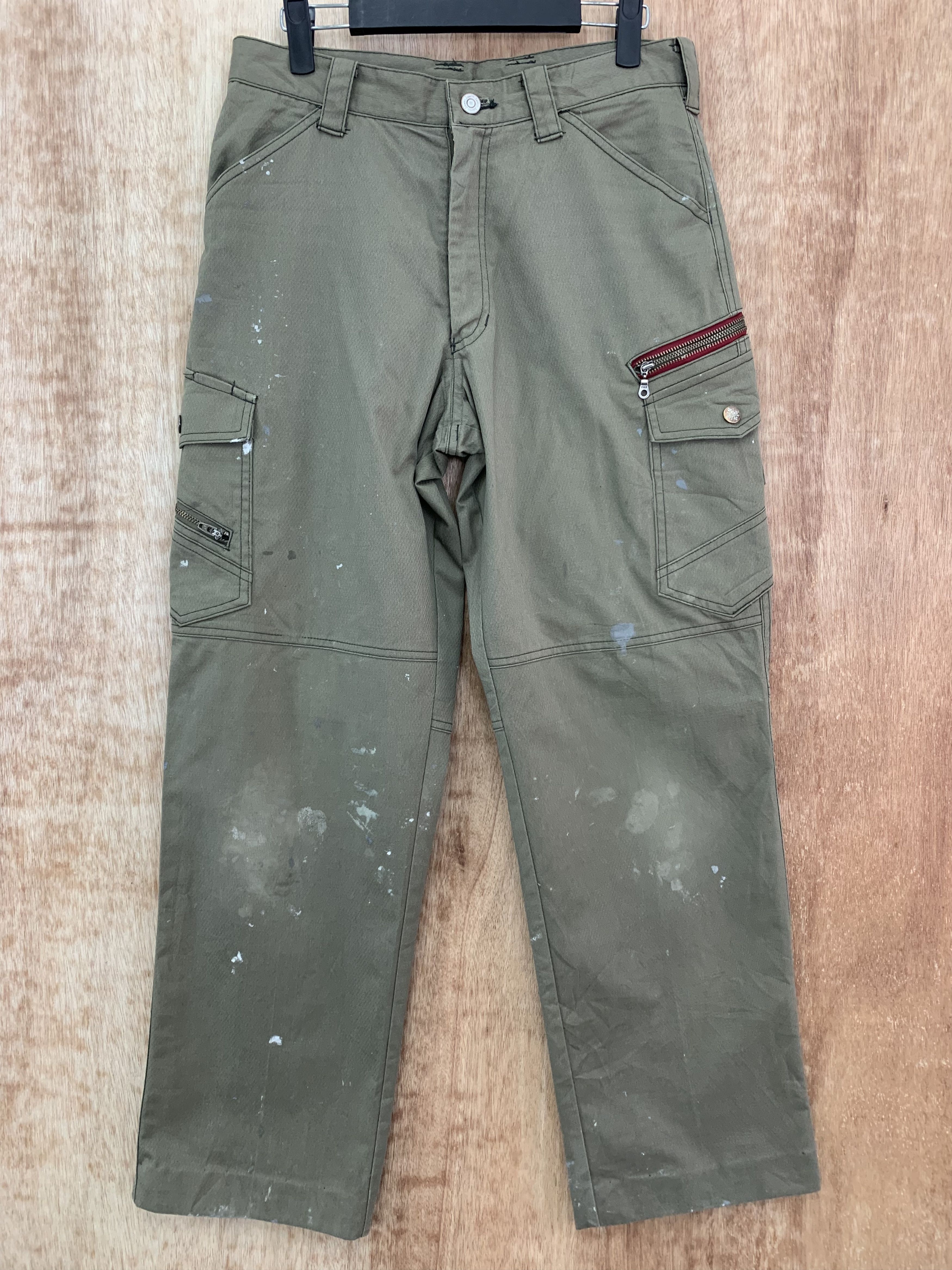 image of Cargo Pants Jawin Multipocket Painted Vintage Streetwear in Dark Brown, Men's (Size 28)