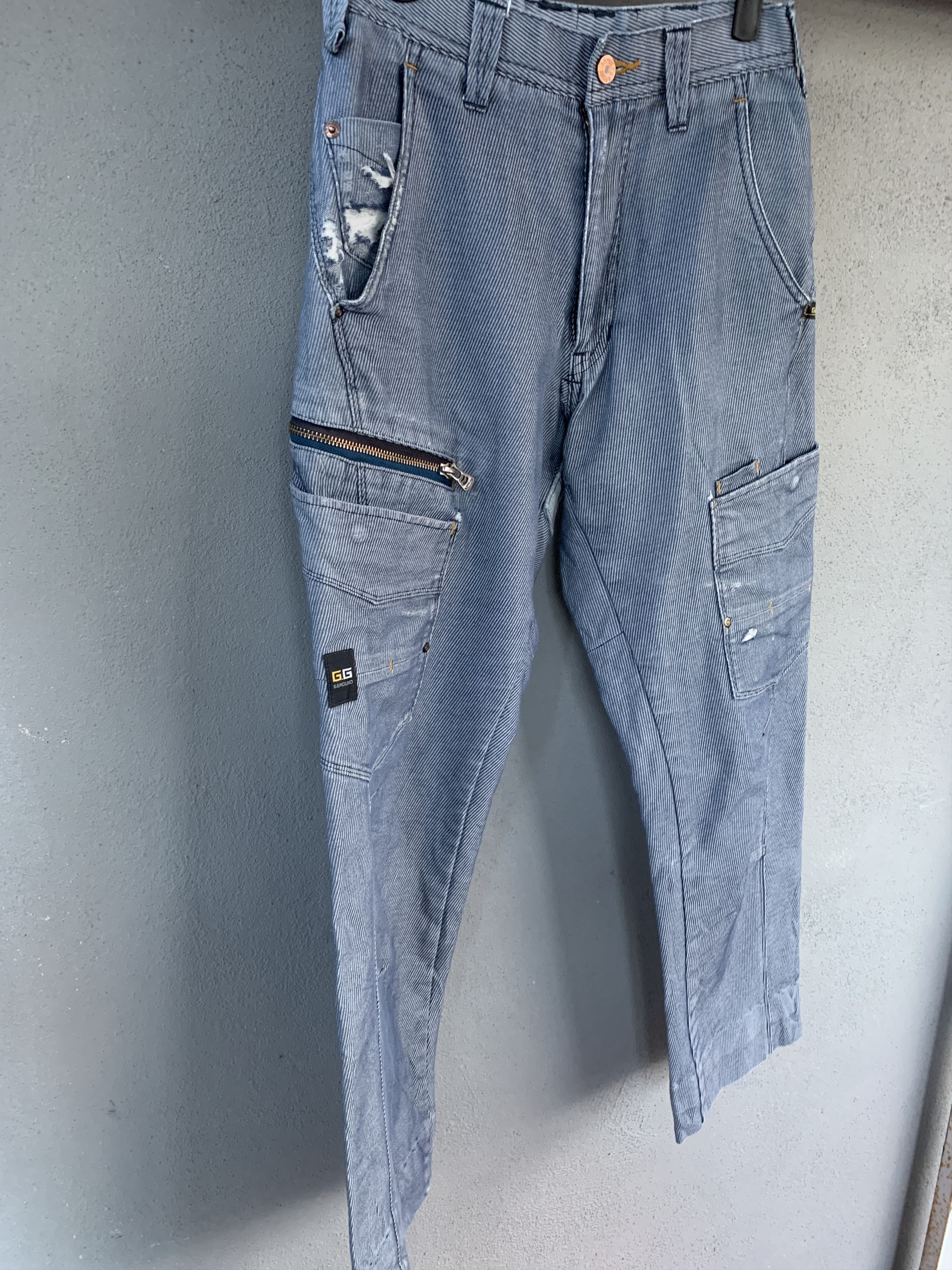 Japanese Brand Cargo Pants Grey Multipocket Over The Stripes Streetwear Size US 26 / EU 42 - 5 Thumbnail