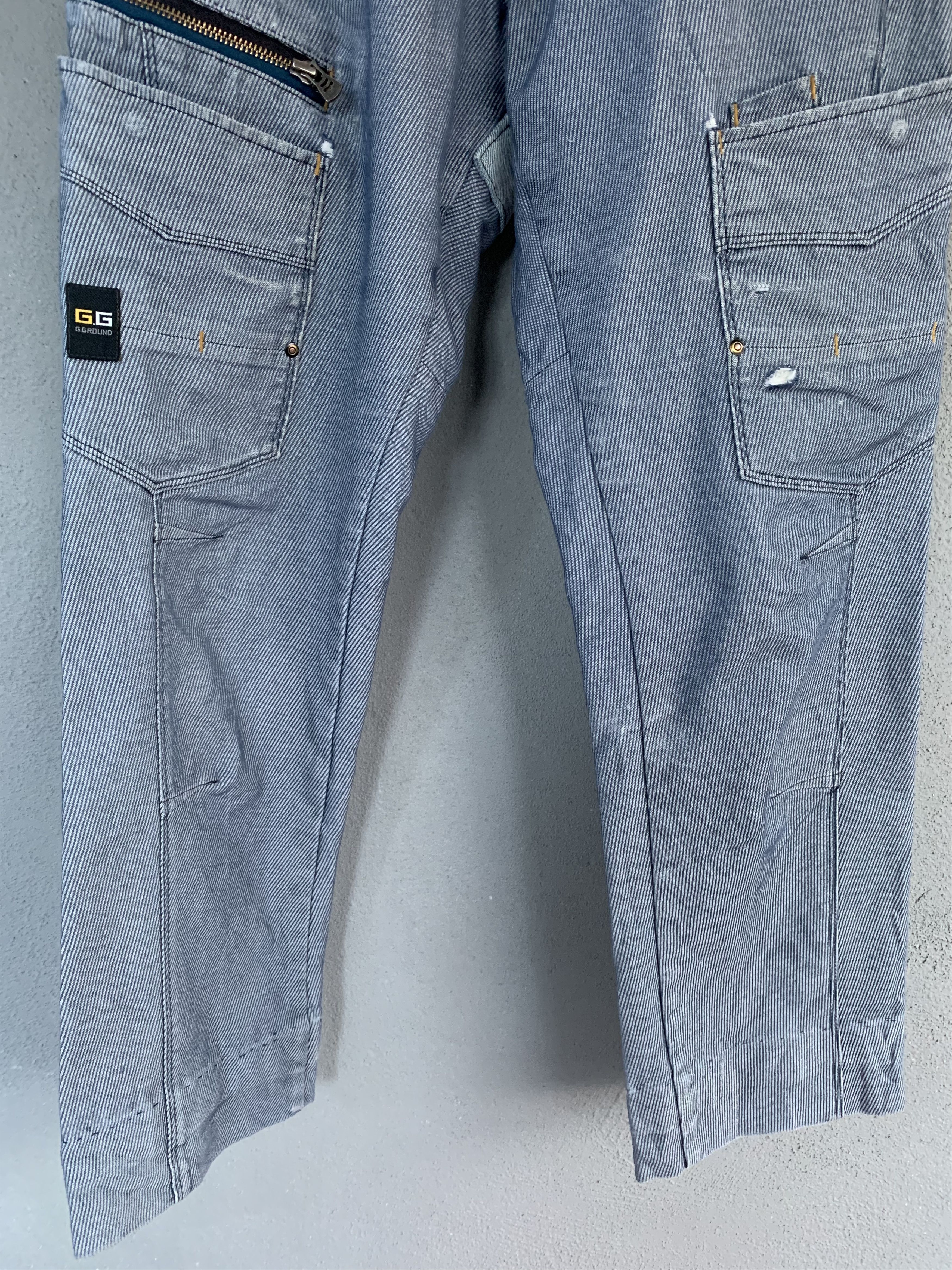 Japanese Brand Cargo Pants Grey Multipocket Over The Stripes Streetwear Size US 26 / EU 42 - 3 Thumbnail