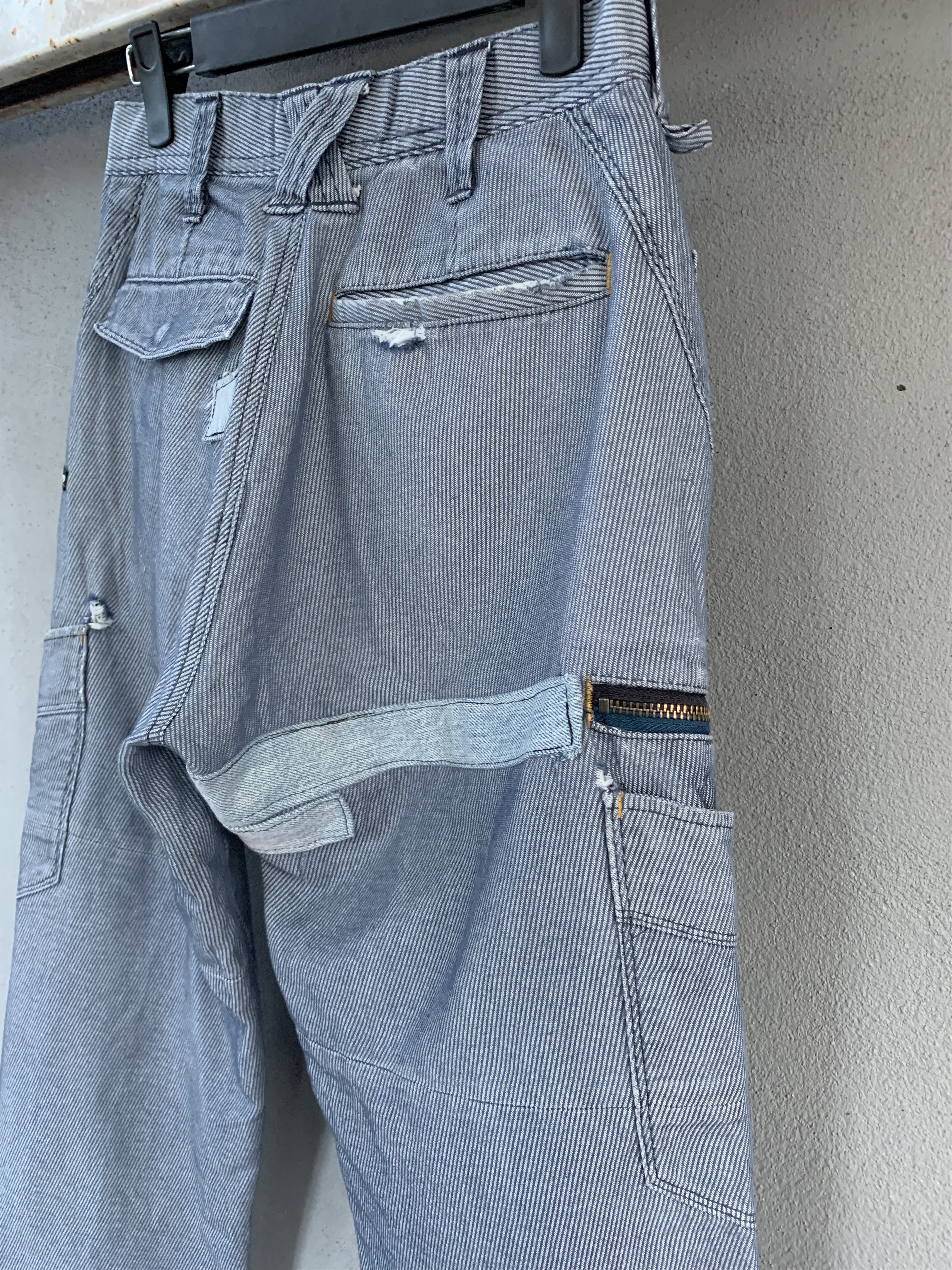 Japanese Brand Cargo Pants Grey Multipocket Over The Stripes Streetwear Size US 26 / EU 42 - 14 Thumbnail