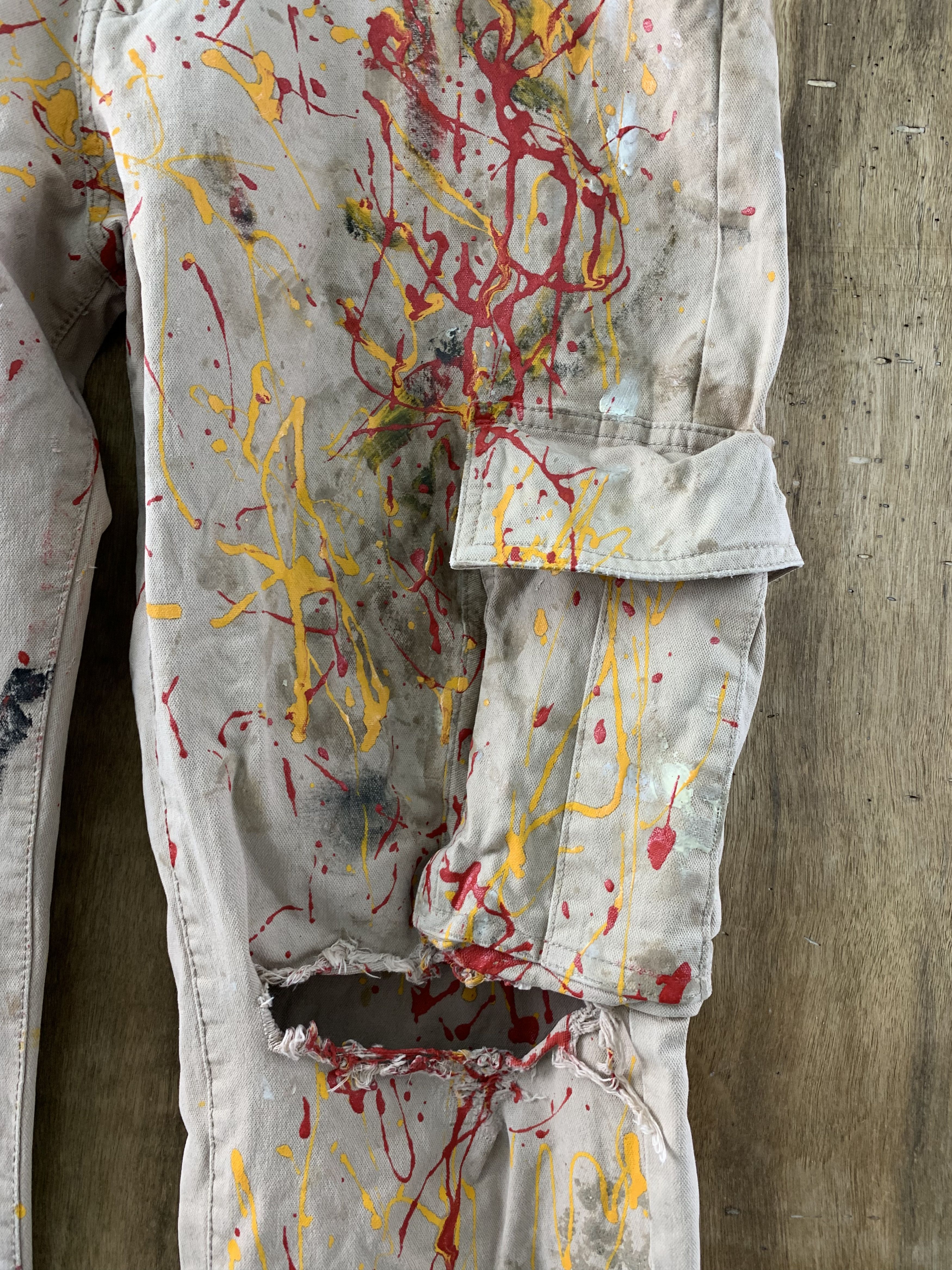 JACHS NY Cargo Pants Jachs Painted Brown Vtg Streetwear Style Size US 32 / EU 48 - 4 Thumbnail