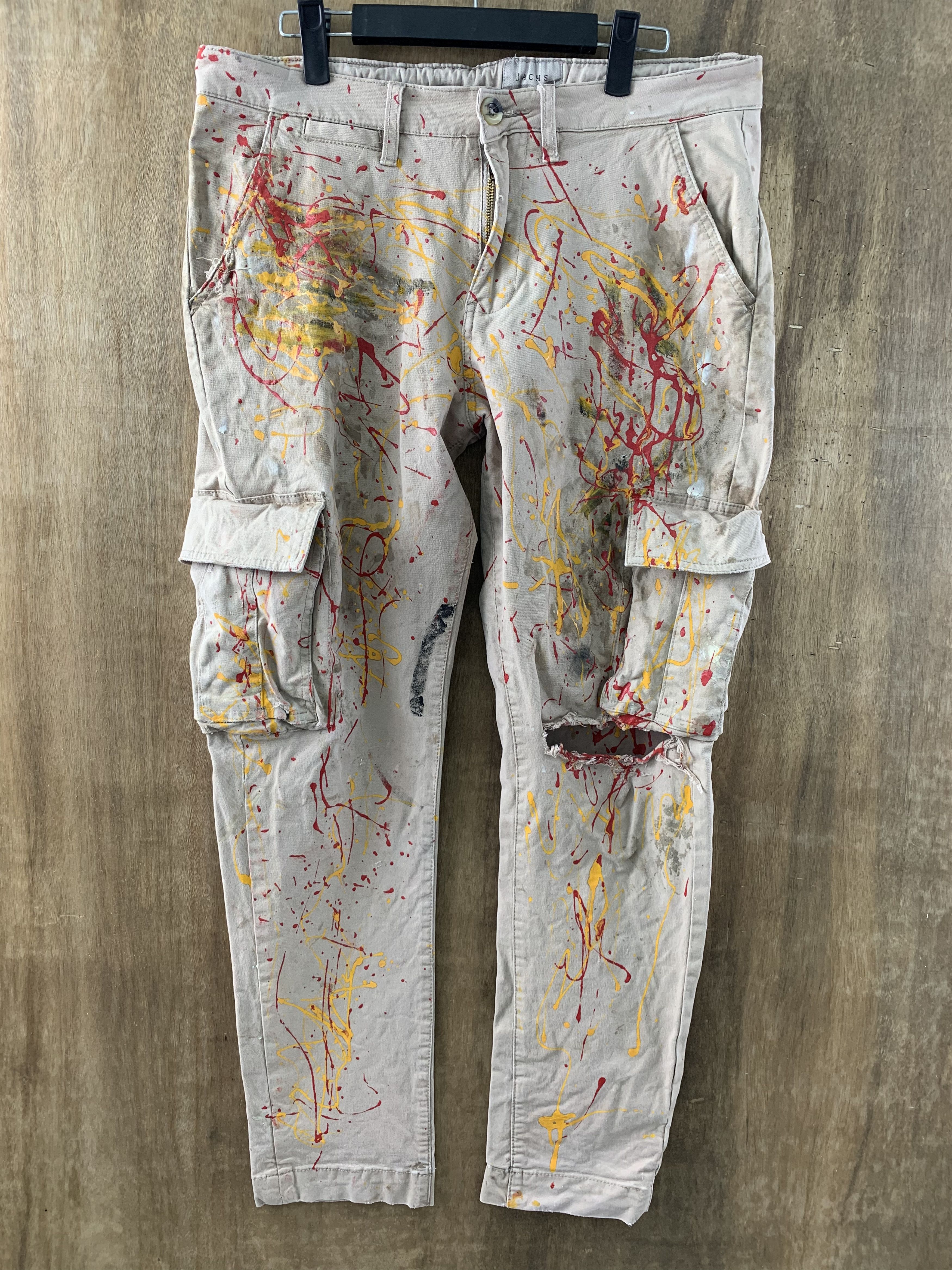 JACHS NY Cargo Pants Jachs Painted Brown Vtg Streetwear Style Size US 32 / EU 48 - 1 Thumbnail
