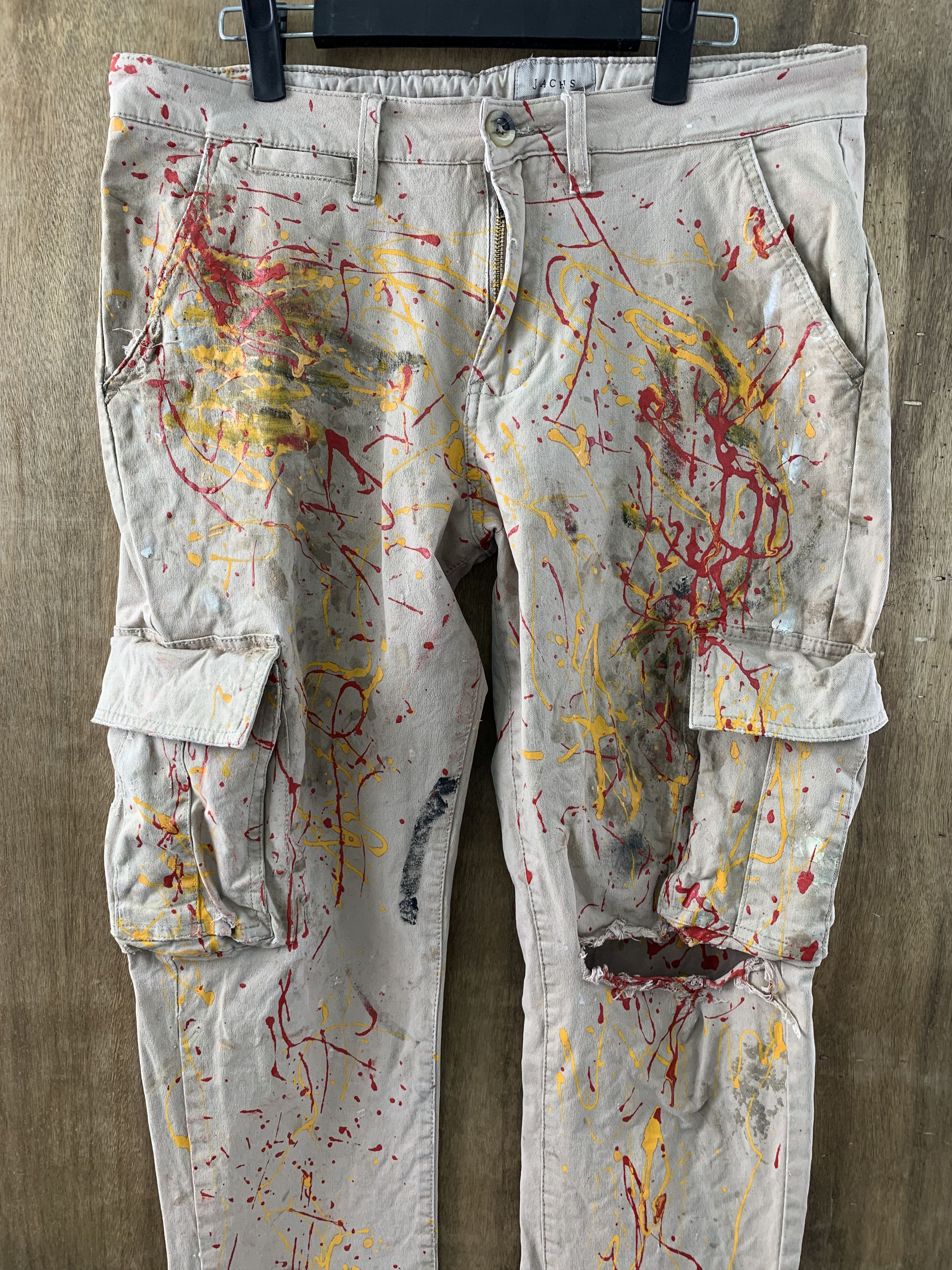 JACHS NY Cargo Pants Jachs Painted Brown Vtg Streetwear Style Size US 32 / EU 48 - 2 Thumbnail