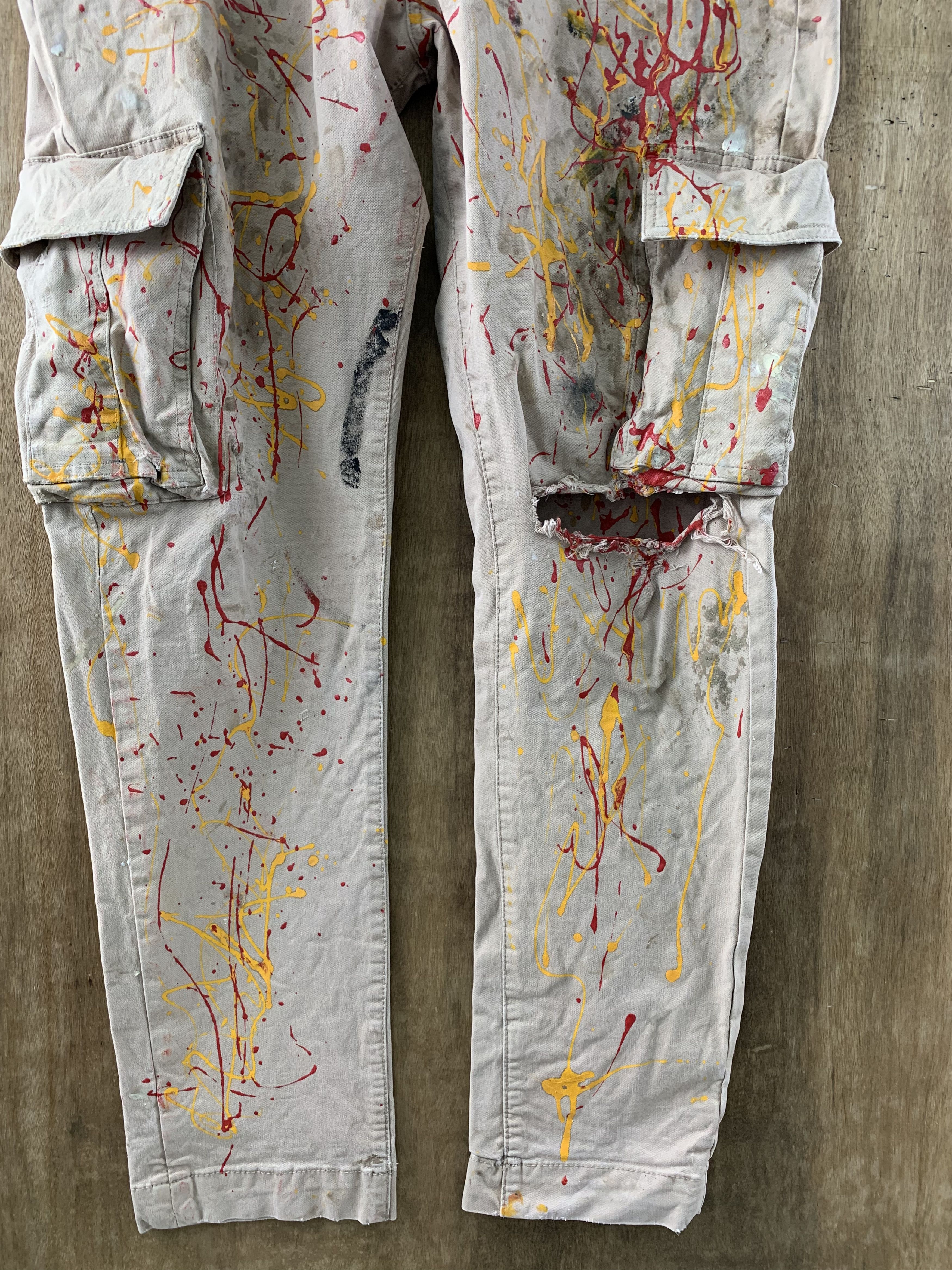JACHS NY Cargo Pants Jachs Painted Brown Vtg Streetwear Style Size US 32 / EU 48 - 3 Thumbnail