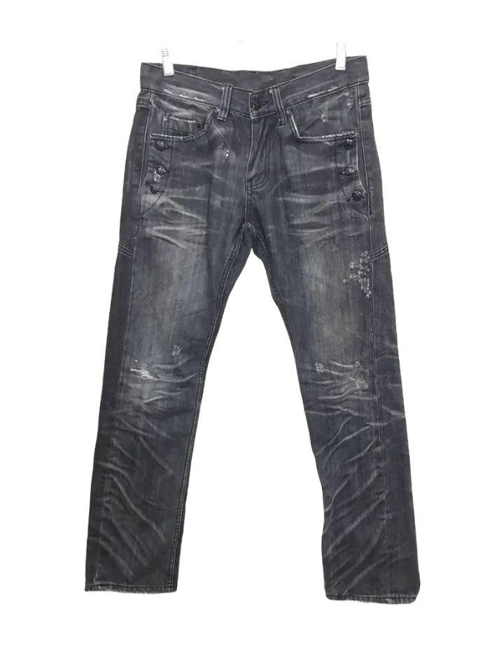 image of Designer 21 Destroyed Denim Charcoal Jeans Trouser Pant, Men's (Size 31)