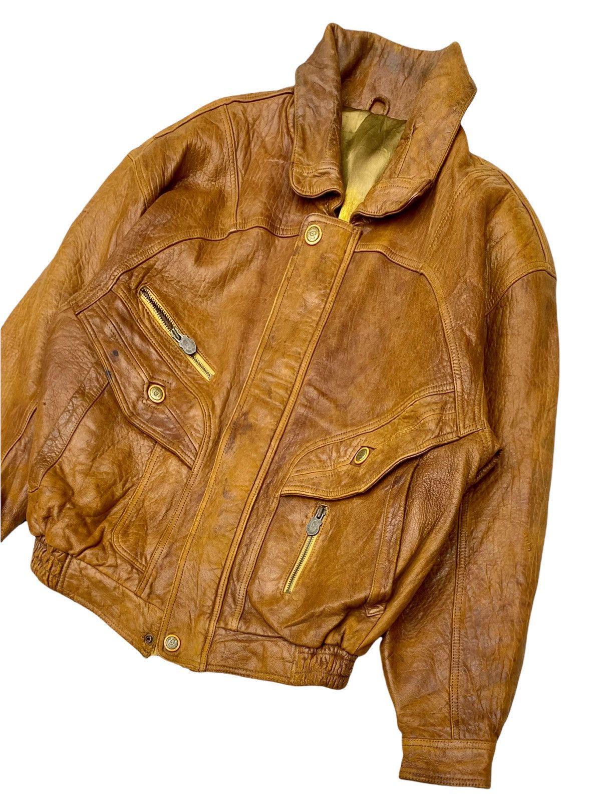 Gianni Valentino × Valentino 🔥VINTAGE GIANNI VALENTINO BIG SPELLOUT LOGO LEATHER JACKET🔥 Size US L / EU 52-54 / 3 - 7 Thumbnail