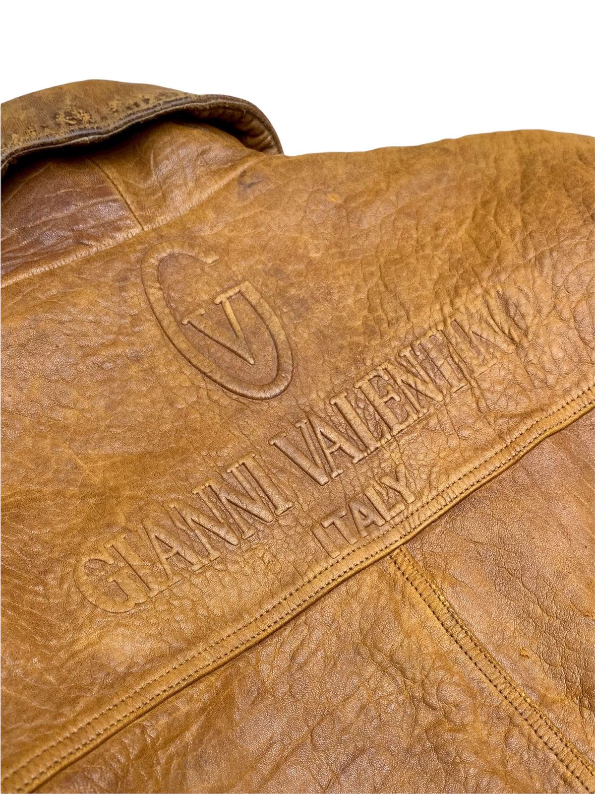 Gianni Valentino × Valentino 🔥VINTAGE GIANNI VALENTINO BIG SPELLOUT LOGO LEATHER JACKET🔥 Size US L / EU 52-54 / 3 - 12 Thumbnail