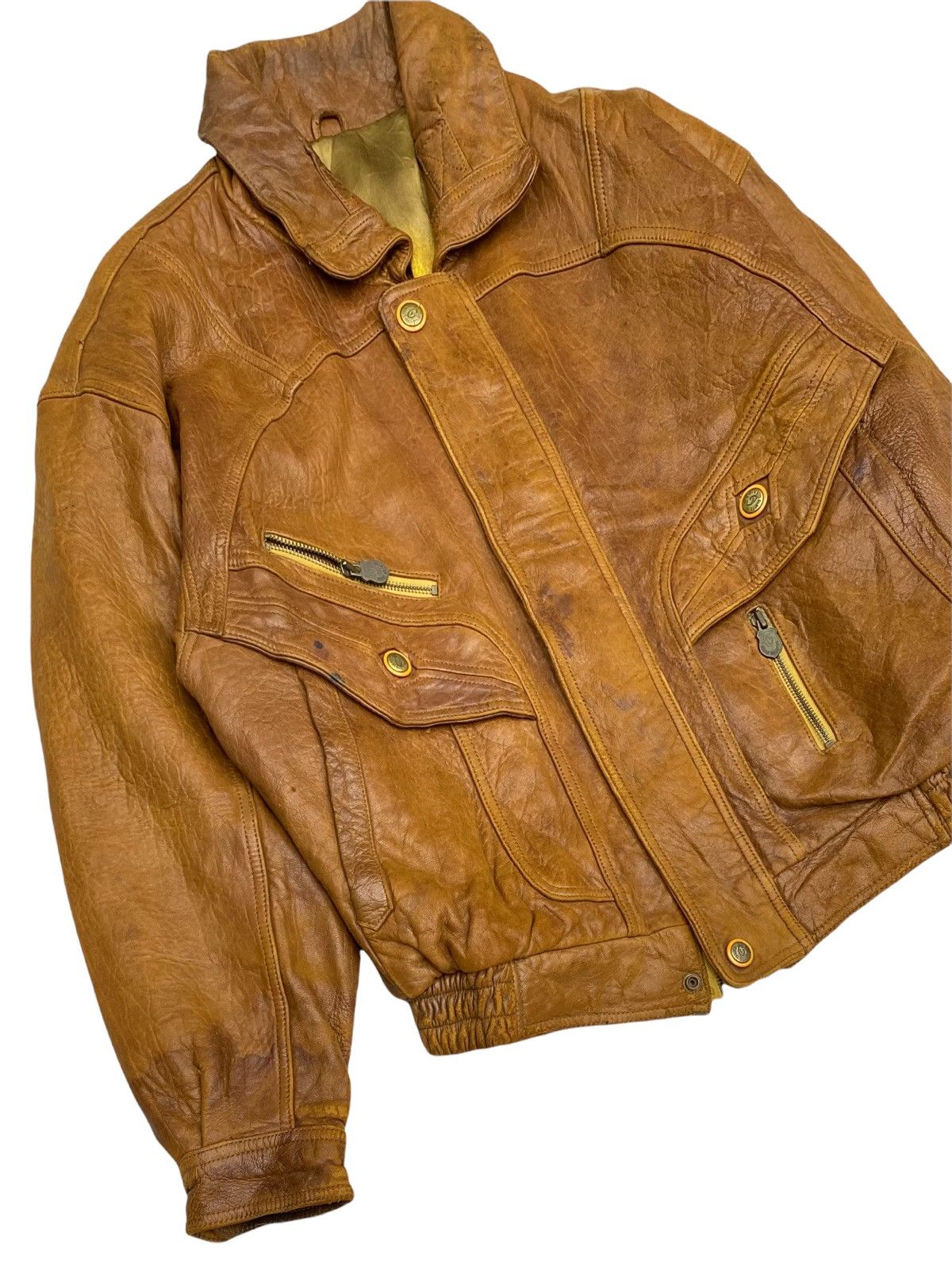 Gianni Valentino × Valentino 🔥VINTAGE GIANNI VALENTINO BIG SPELLOUT LOGO LEATHER JACKET🔥 Size US L / EU 52-54 / 3 - 8 Thumbnail