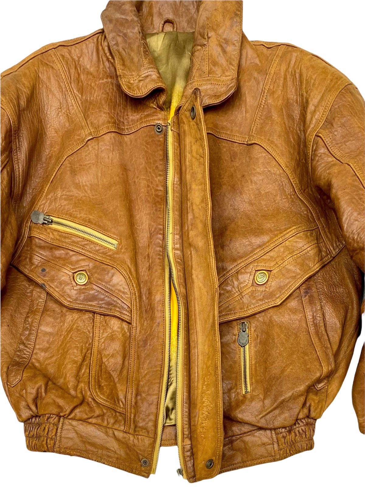 Gianni Valentino × Valentino 🔥VINTAGE GIANNI VALENTINO BIG SPELLOUT LOGO LEATHER JACKET🔥 Size US L / EU 52-54 / 3 - 6 Thumbnail