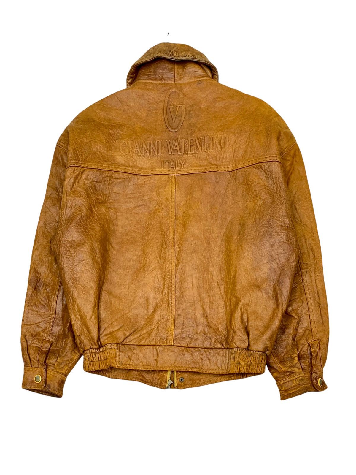 Gianni Valentino × Valentino 🔥VINTAGE GIANNI VALENTINO BIG SPELLOUT LOGO LEATHER JACKET🔥 Size US L / EU 52-54 / 3 - 3 Thumbnail