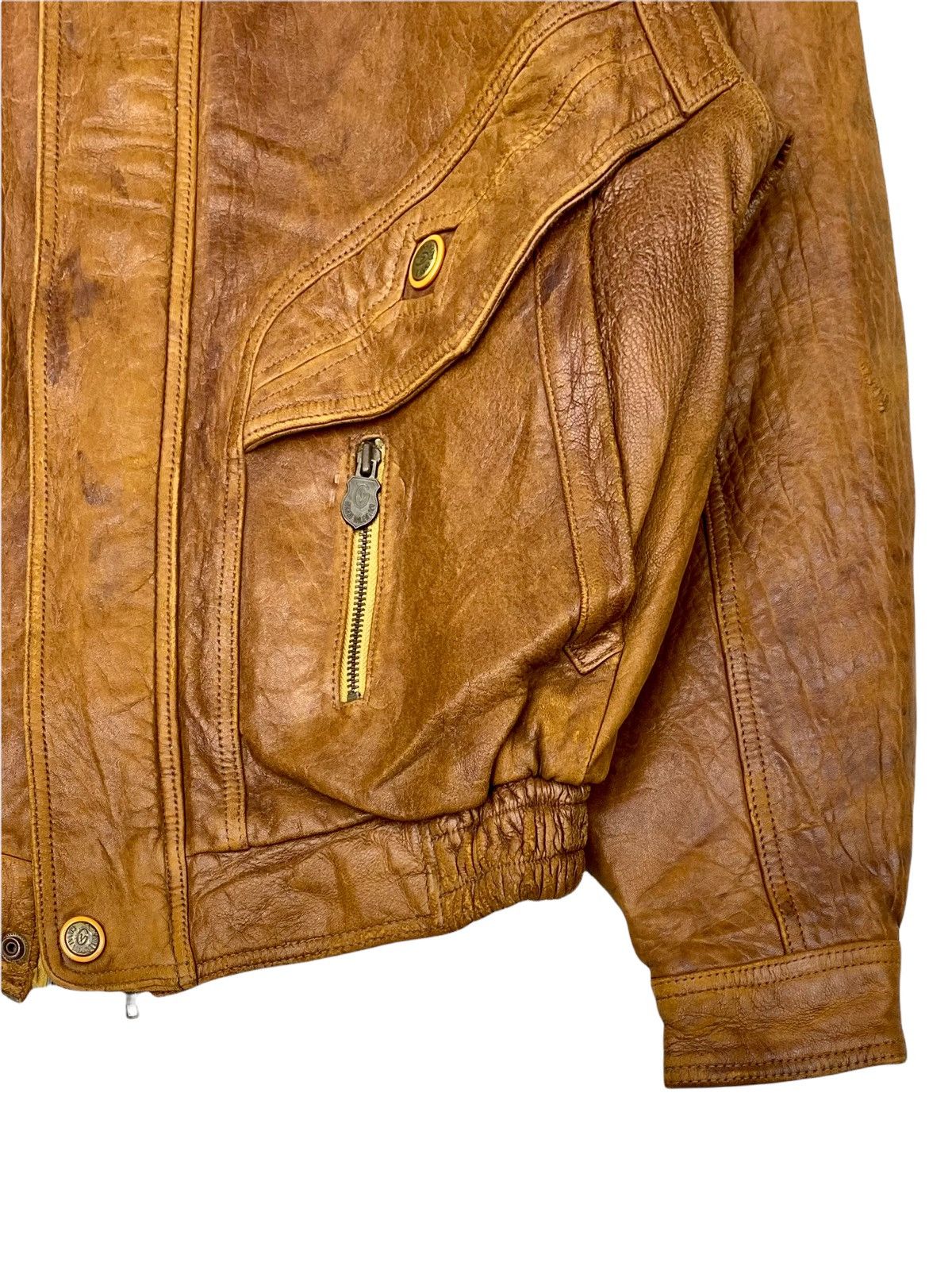 Gianni Valentino × Valentino 🔥VINTAGE GIANNI VALENTINO BIG SPELLOUT LOGO LEATHER JACKET🔥 Size US L / EU 52-54 / 3 - 9 Thumbnail
