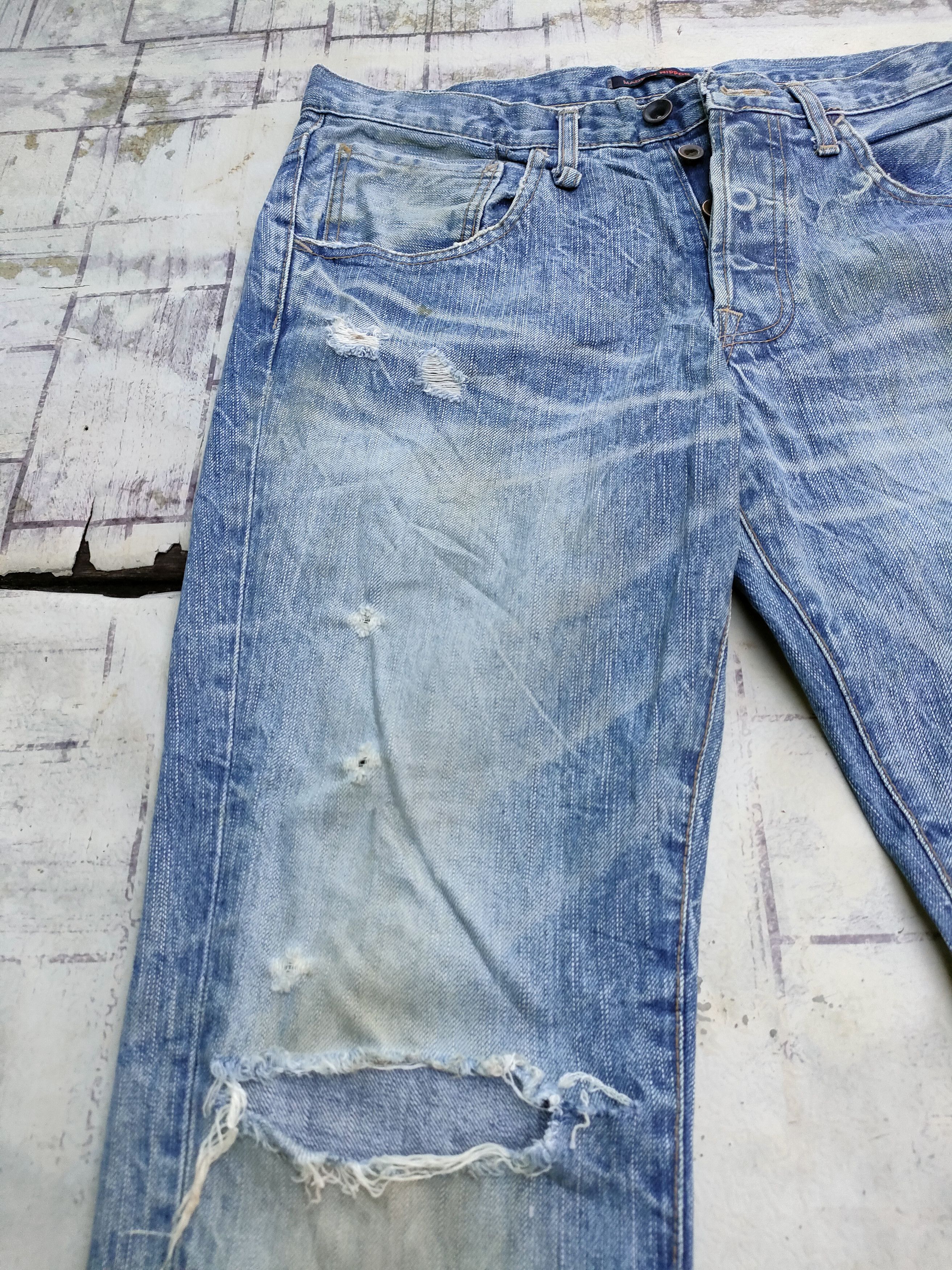 If Six Was Nine Flare🔥🔥Blue way Distressed Denim Jeans Size US 32 / EU 48 - 6 Thumbnail