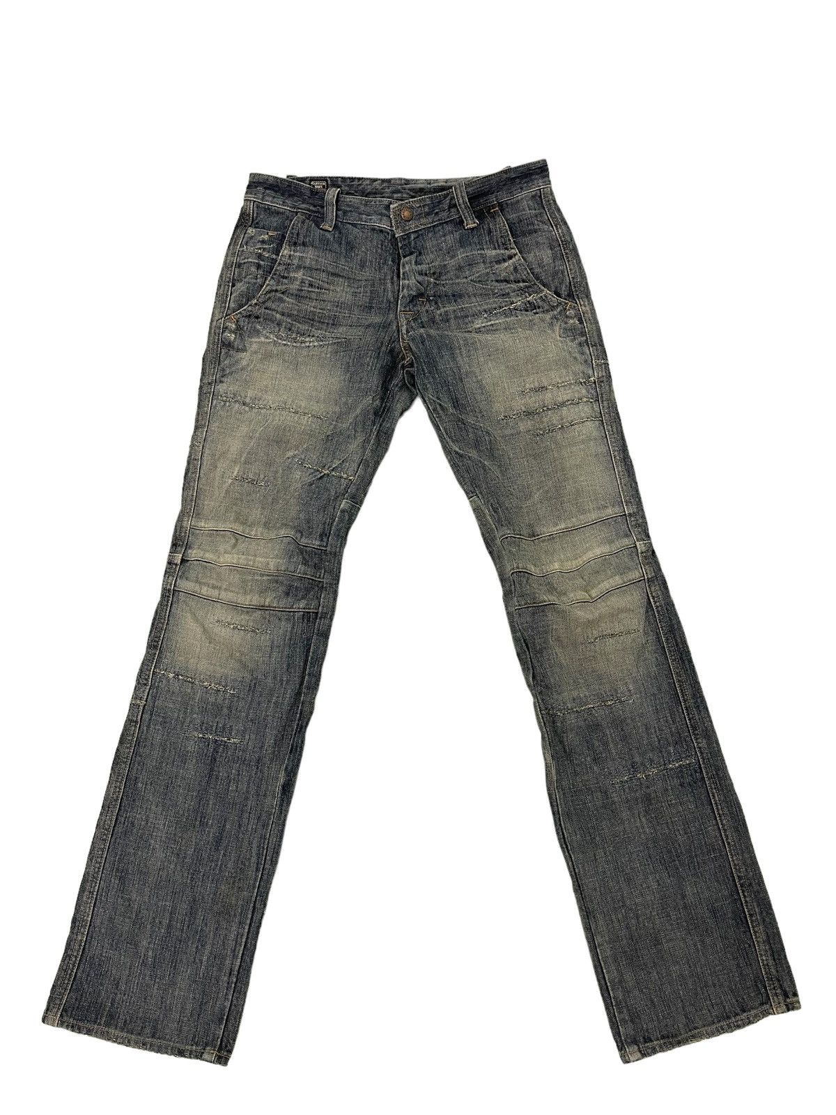 Japanese Brand Biker Jeans Distress Bartack’s Japan Slim Denim 3🟦0 Size US 31 - 2 Thumbnail