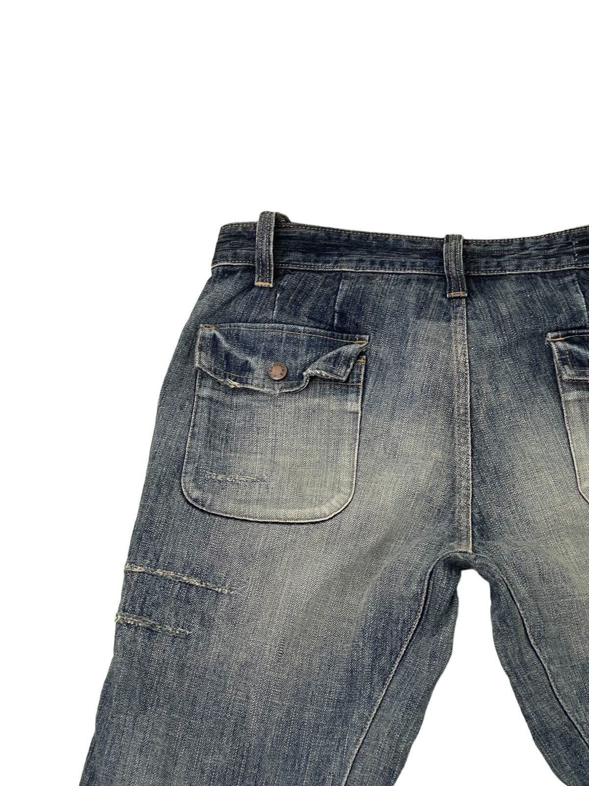 Japanese Brand Biker Jeans Distress Bartack’s Japan Slim Denim 3🟦0 Size US 31 - 22 Thumbnail