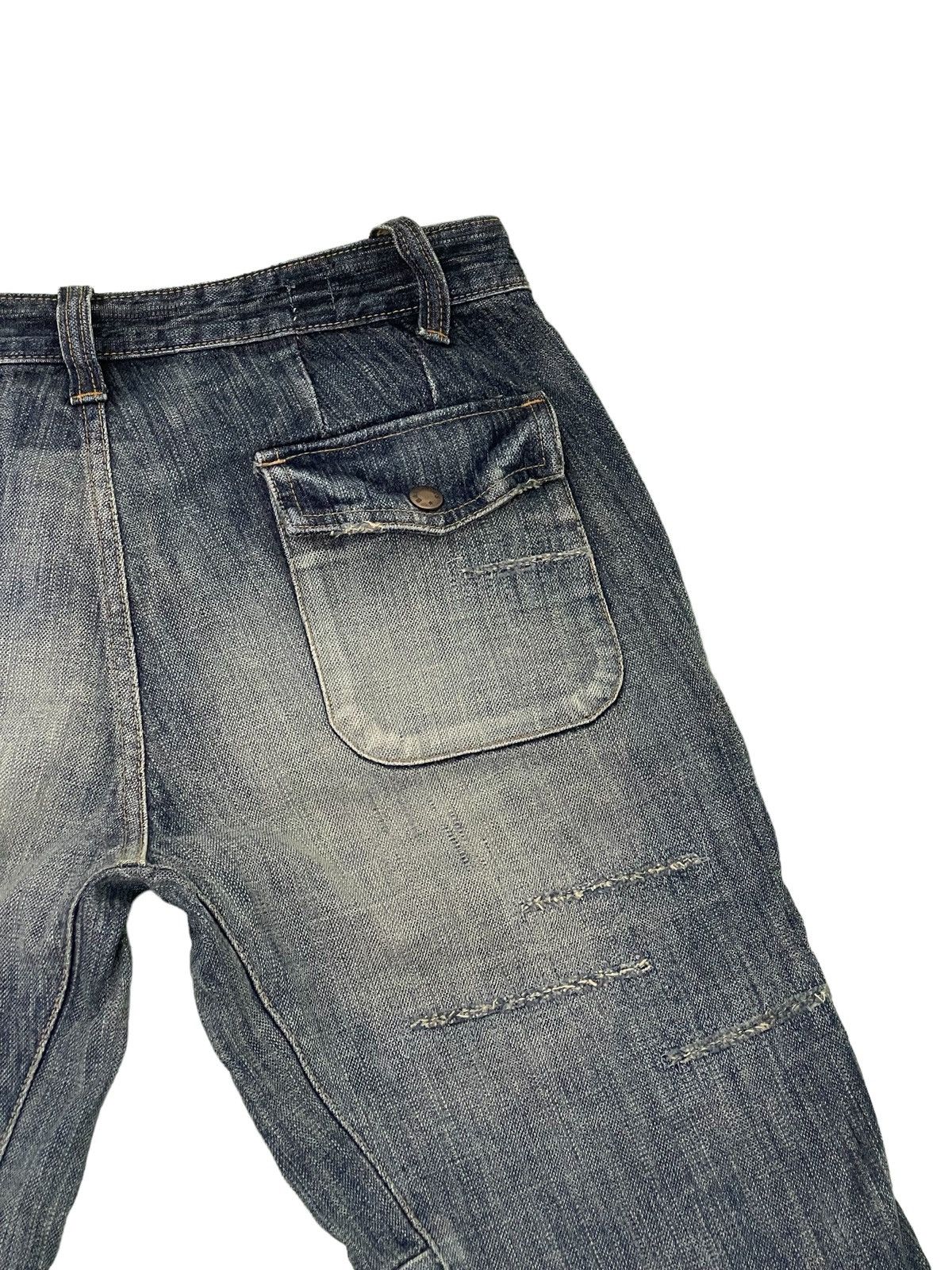 Japanese Brand Biker Jeans Distress Bartack’s Japan Slim Denim 3🟦0 Size US 31 - 23 Thumbnail