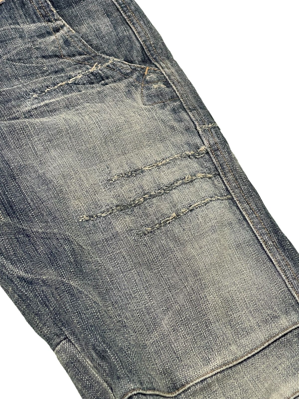 Japanese Brand Biker Jeans Distress Bartack’s Japan Slim Denim 3🟦0 Size US 31 - 9 Thumbnail
