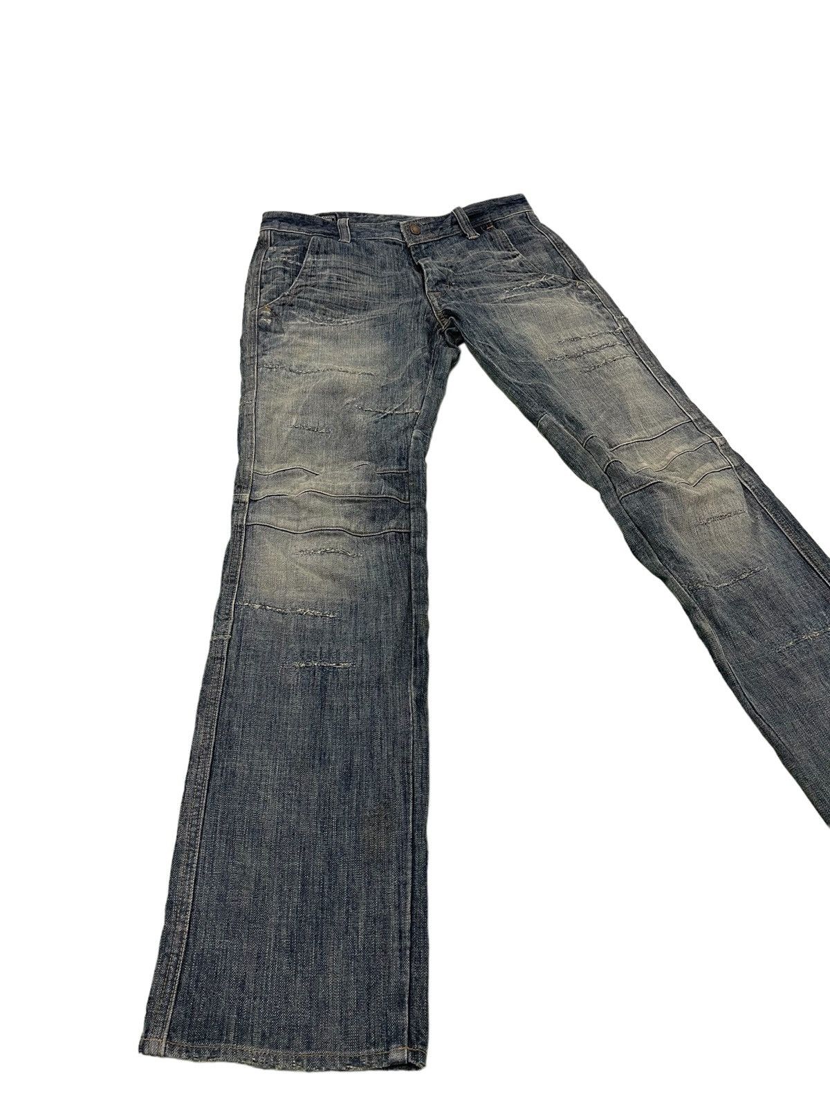Japanese Brand Biker Jeans Distress Bartack’s Japan Slim Denim 3🟦0 Size US 31 - 1 Thumbnail