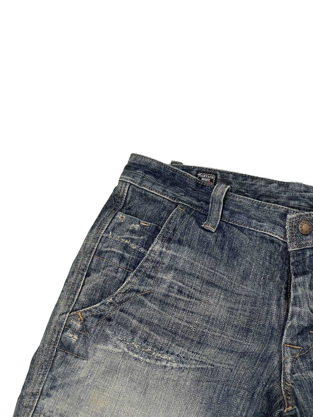 Japanese Brand Biker Jeans Distress Bartack’s Japan Slim Denim 3🟦0 Size US 31 - 11 Thumbnail