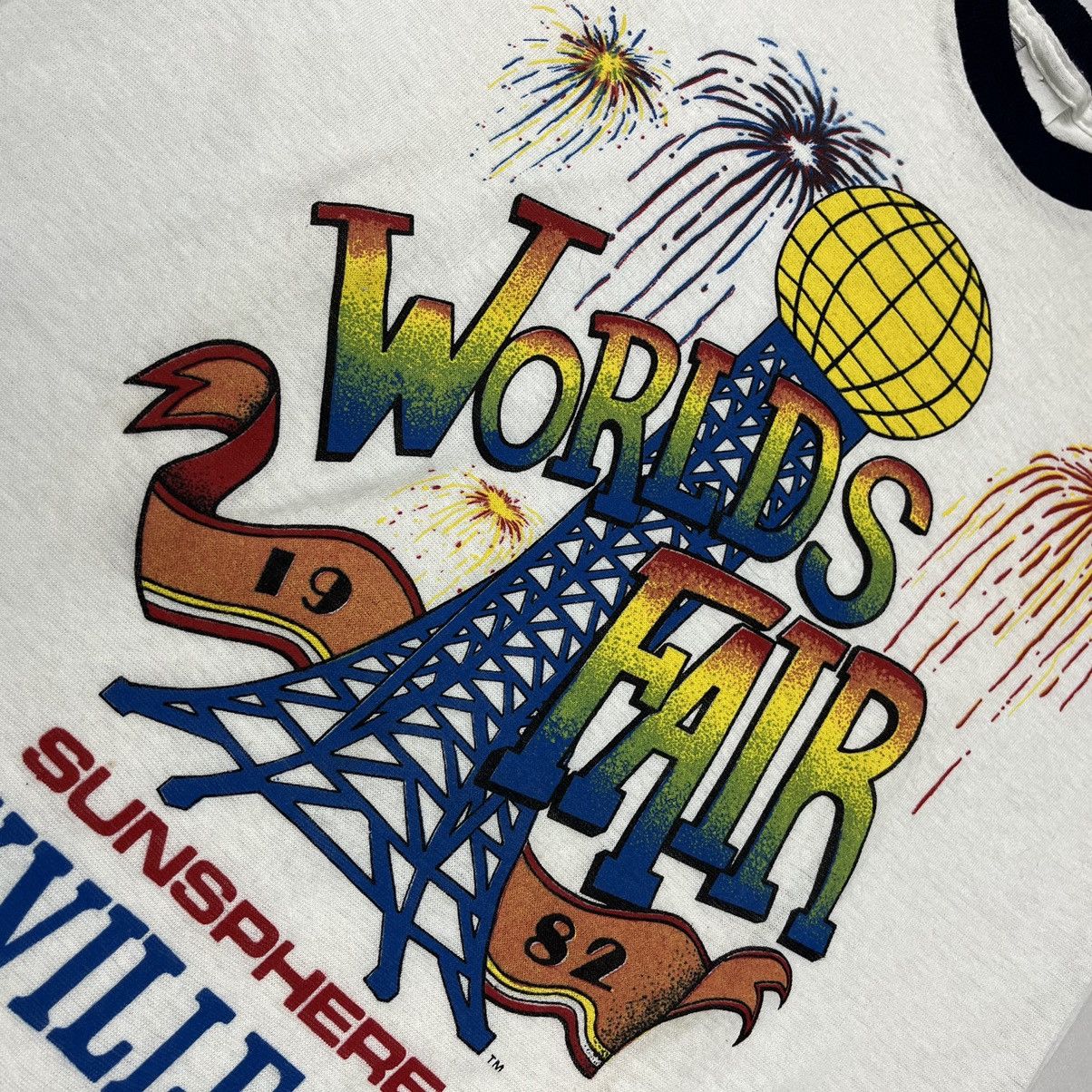 Vintage Vintage 1982 Worlds Fair Tennessee Rainbow Ringer Tee Shirt Size US M / EU 48-50 / 2 - 3 Thumbnail