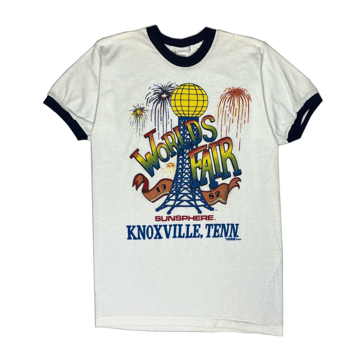 Vintage Vintage 1982 Worlds Fair Tennessee Rainbow Ringer Tee Shirt Size US M / EU 48-50 / 2 - 1 Thumbnail