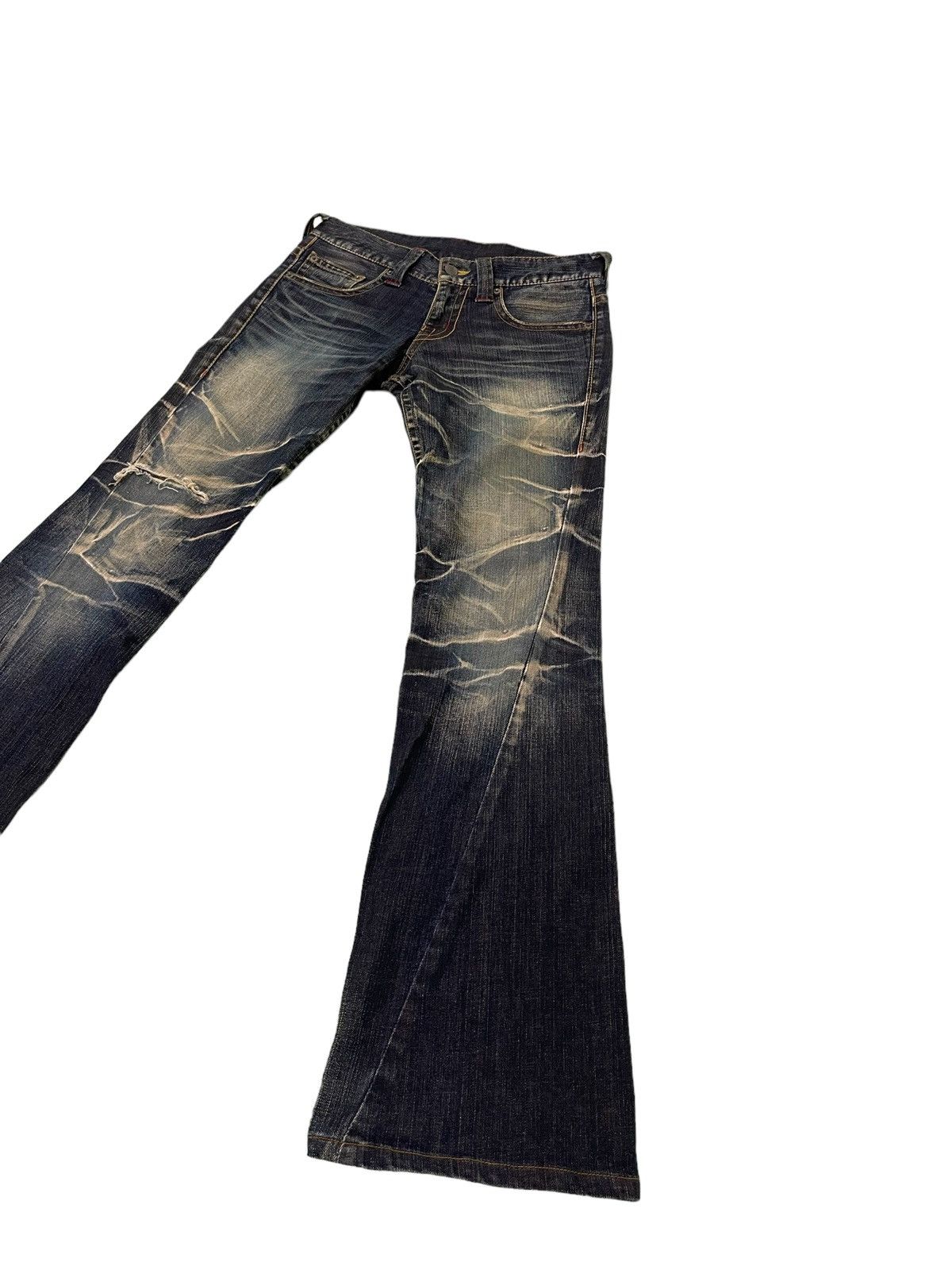 Japanese Brand Flare Jeans Tornado Mart Acid Wash Low Rise Stretch 3🟦0 Size US 30 / EU 46 - 3 Thumbnail