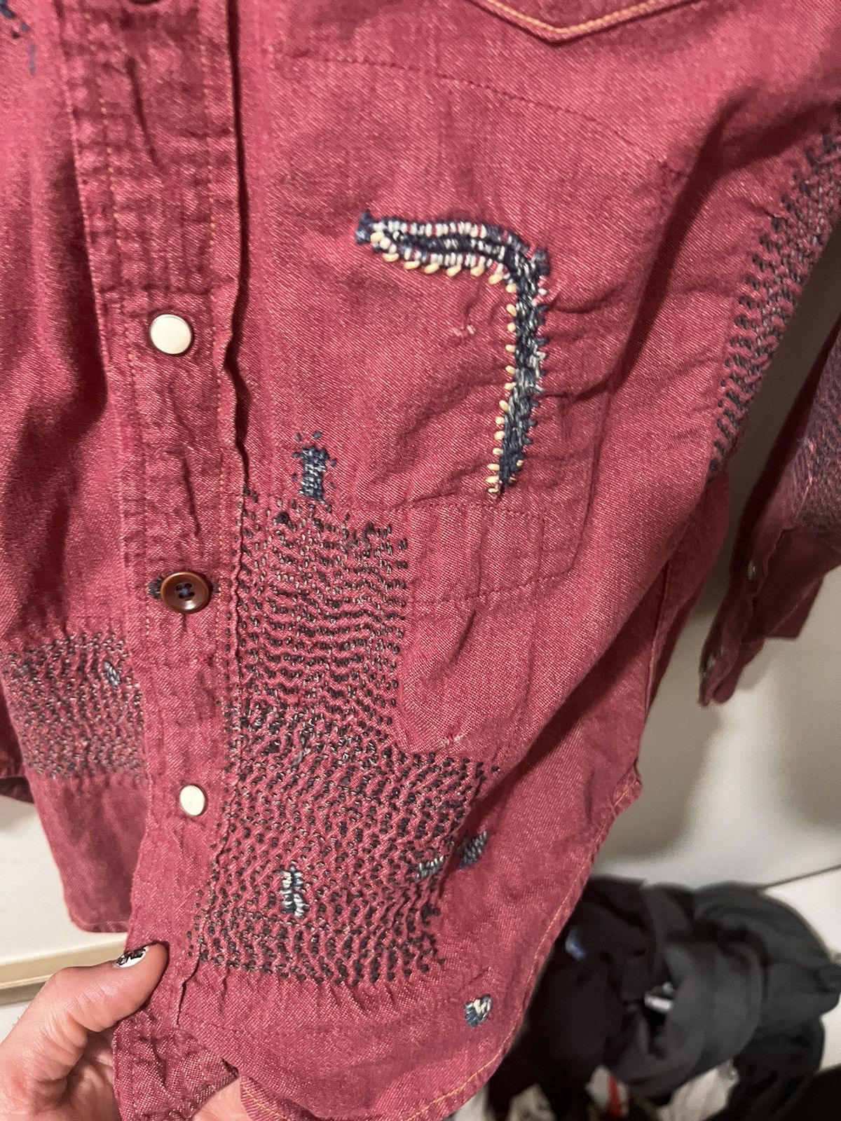Kapital Kapital burgundy patchwork button-up shirt Size US M / EU 48-50 / 2 - 7 Thumbnail